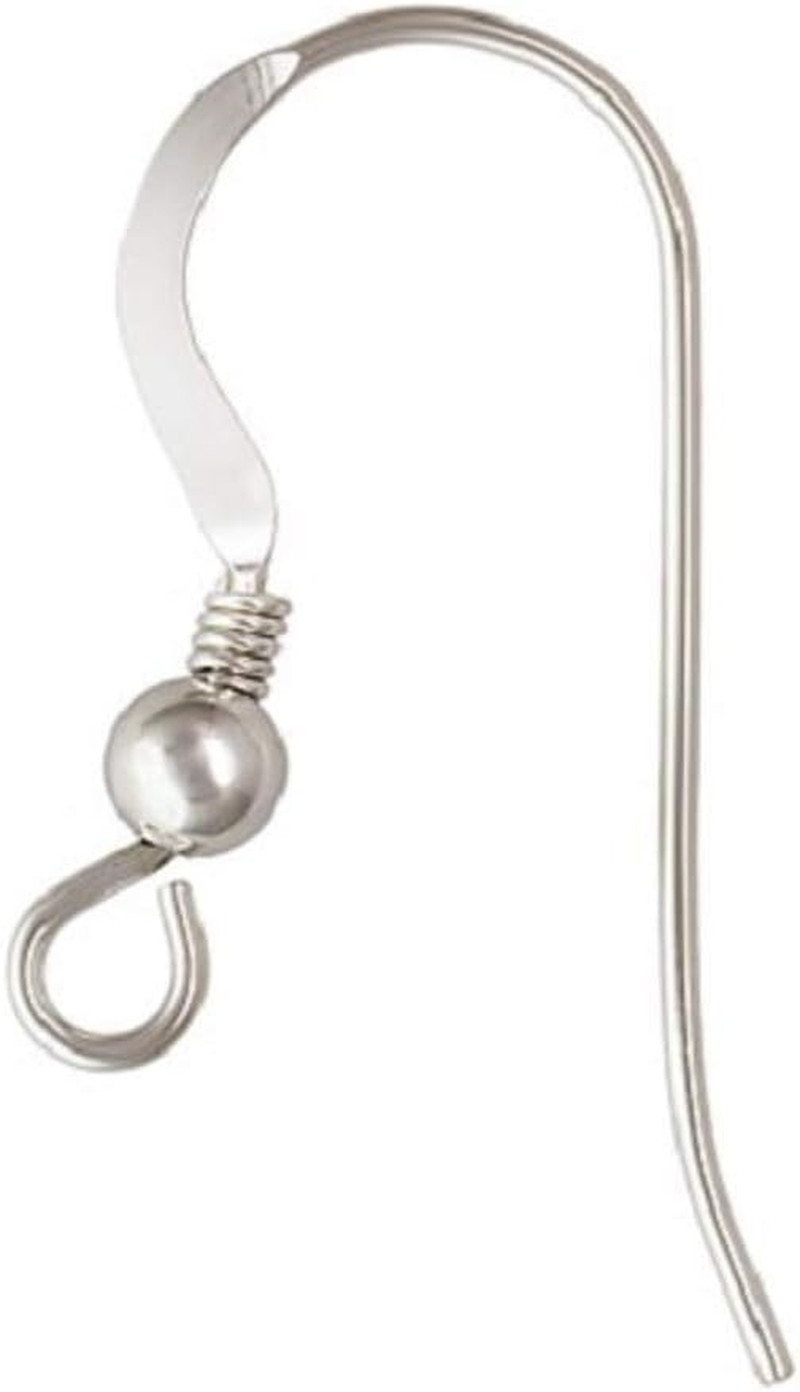 -10 Pieces (5 Pairs) Solid Sterling Silver .925 Flat French Hook Ear Wires W/Coi