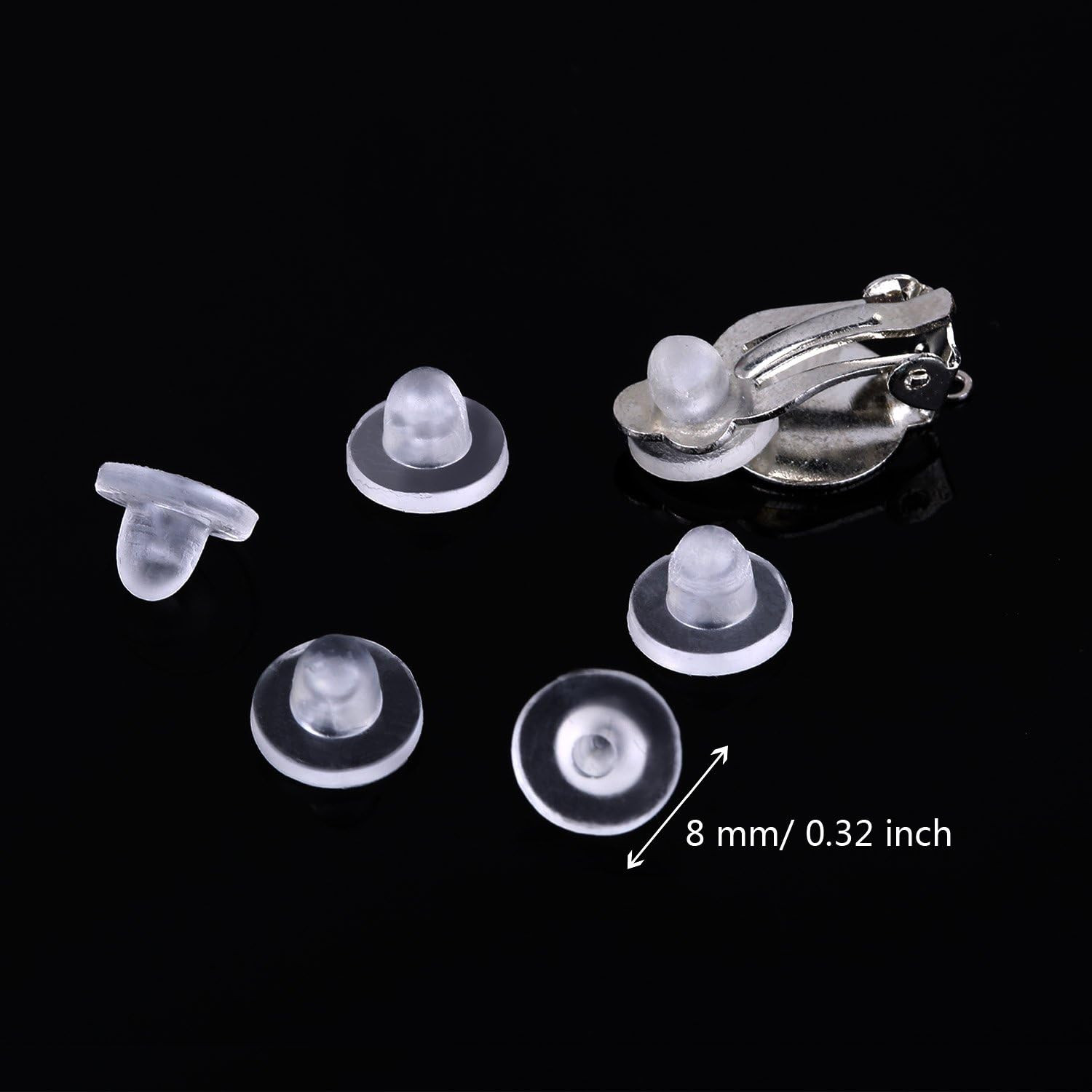 Maxdot 100 Pieces 4 Size Earring Back Pads Clear Silicone Comfort Earring Cushio