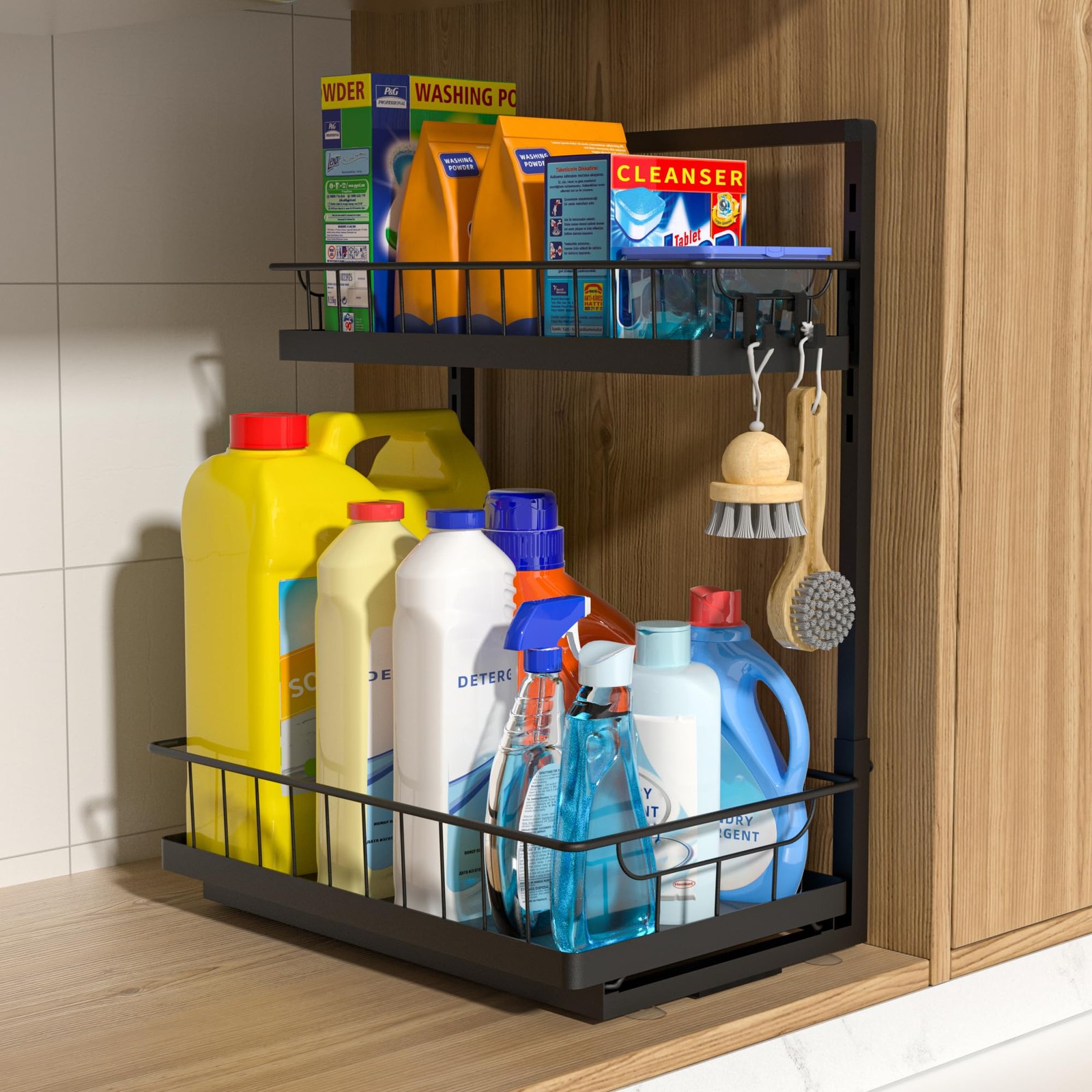 Under Sink Organizer 1 Pack, 2-Tier Cabinet Organizer for Kitchen, Bathroom, ...