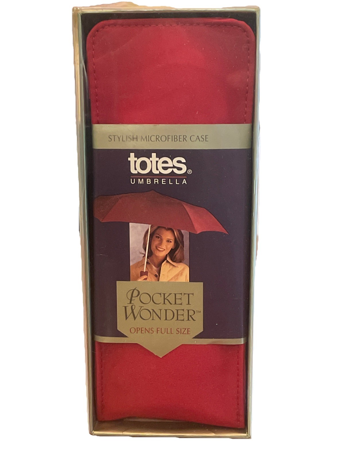 Vintage Red totes Pocket Wonder Umbrella Full Size Stylish Microfiber Case 1999