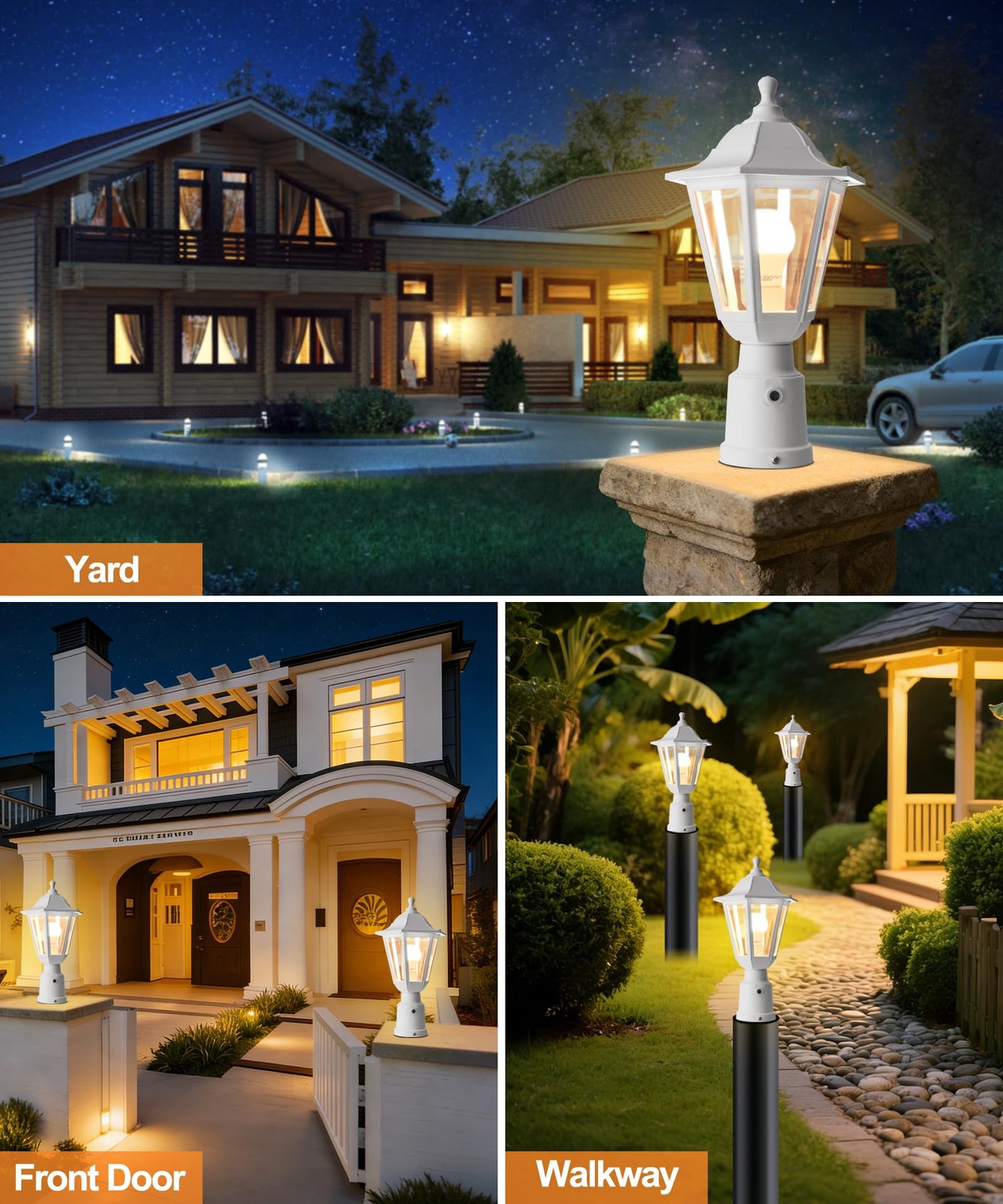 FUDESY Dusk to Dawn Outdoor Post Light, White Sensor,
