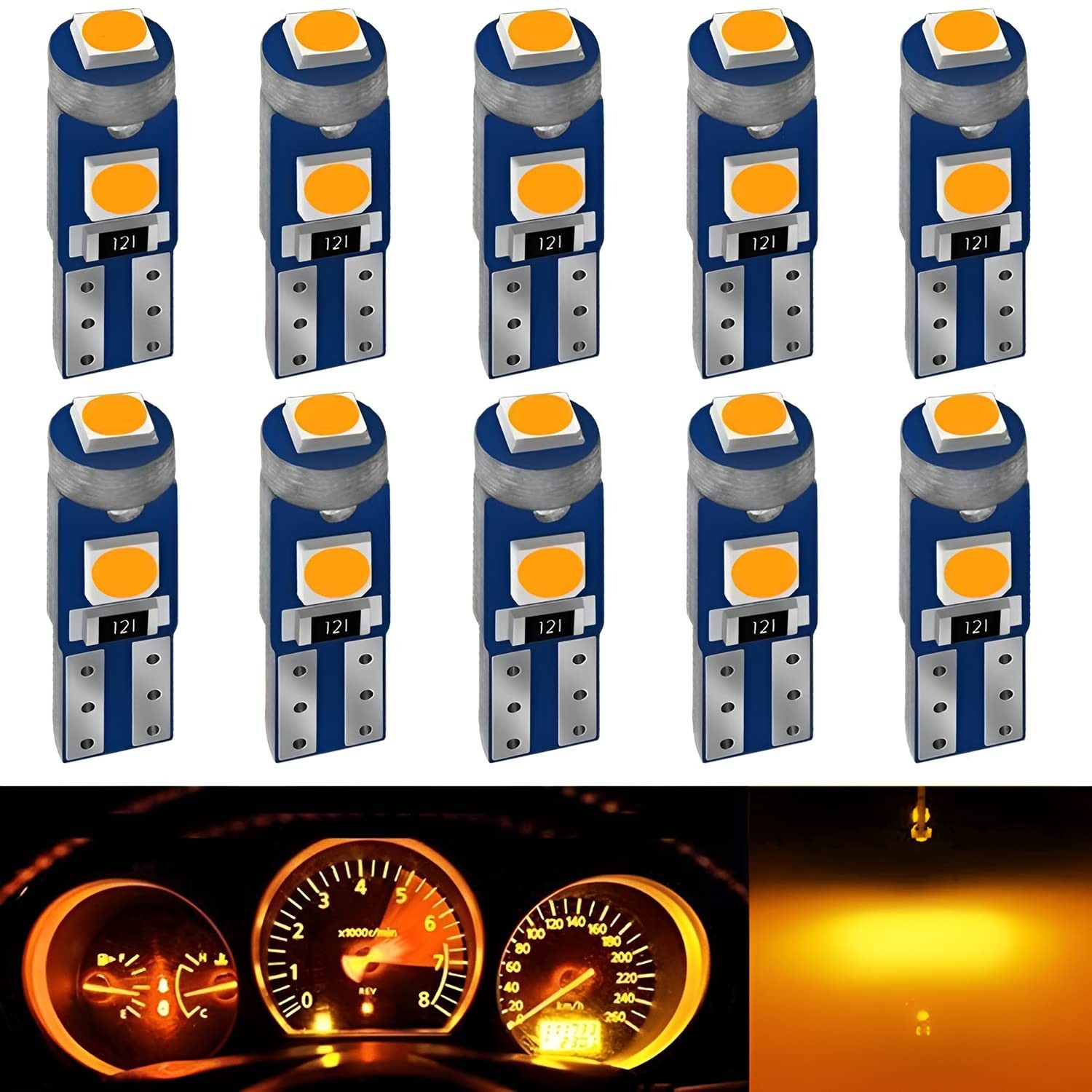 AUXLIGHT Amber Yellow T5 37 74 2721 PC74 PC37 LED Bulb, 3030