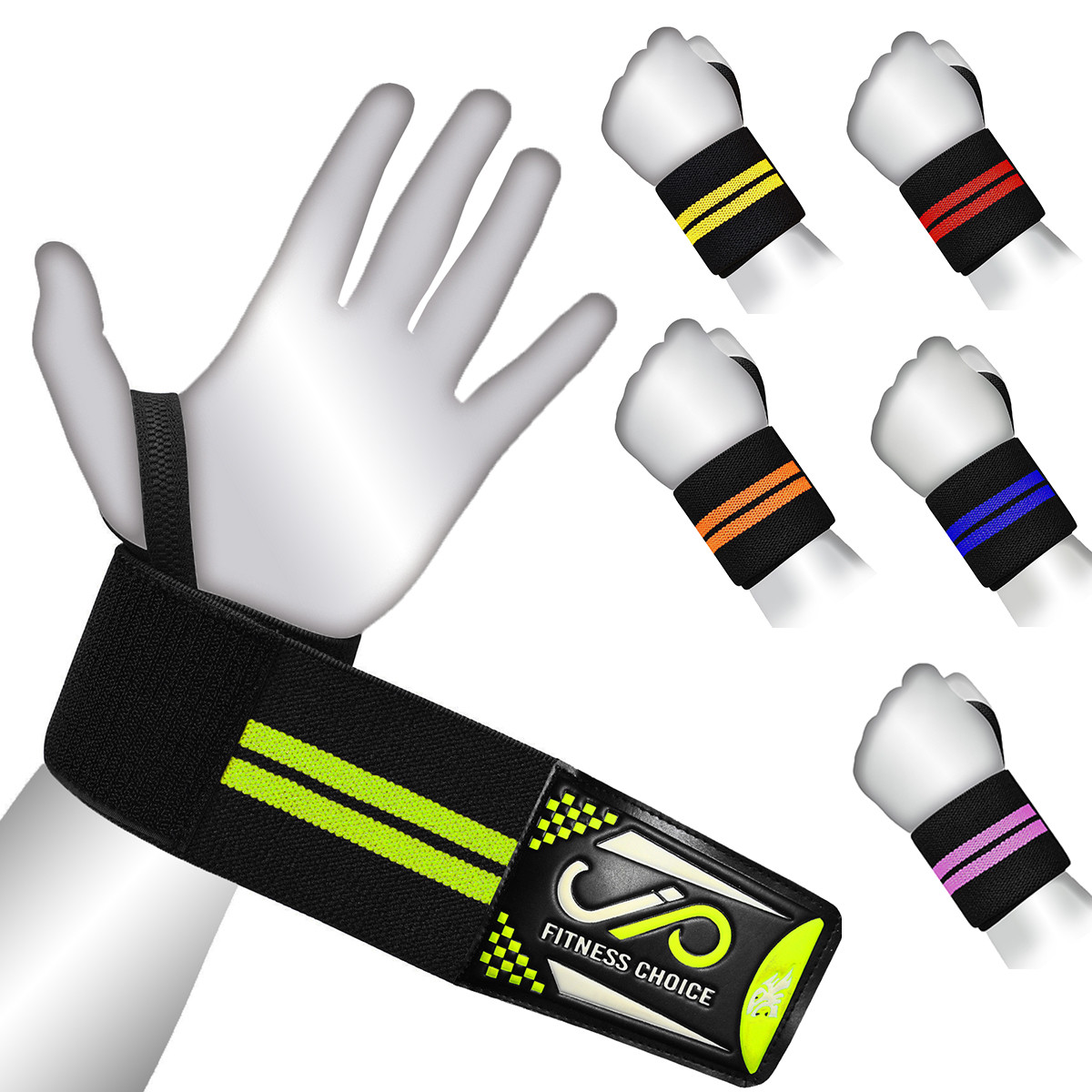 JP Weightlifting Wrist Support Wraps 20" Gym Straps Elasticated Bandage Fitness