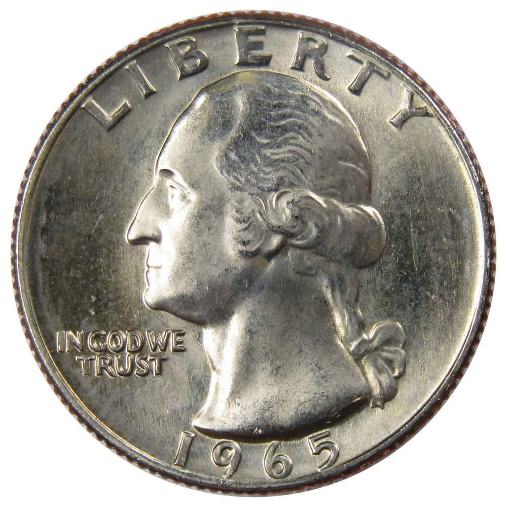 1965 Washington Quarter Clad Uncirculated Mint State 25c Coin