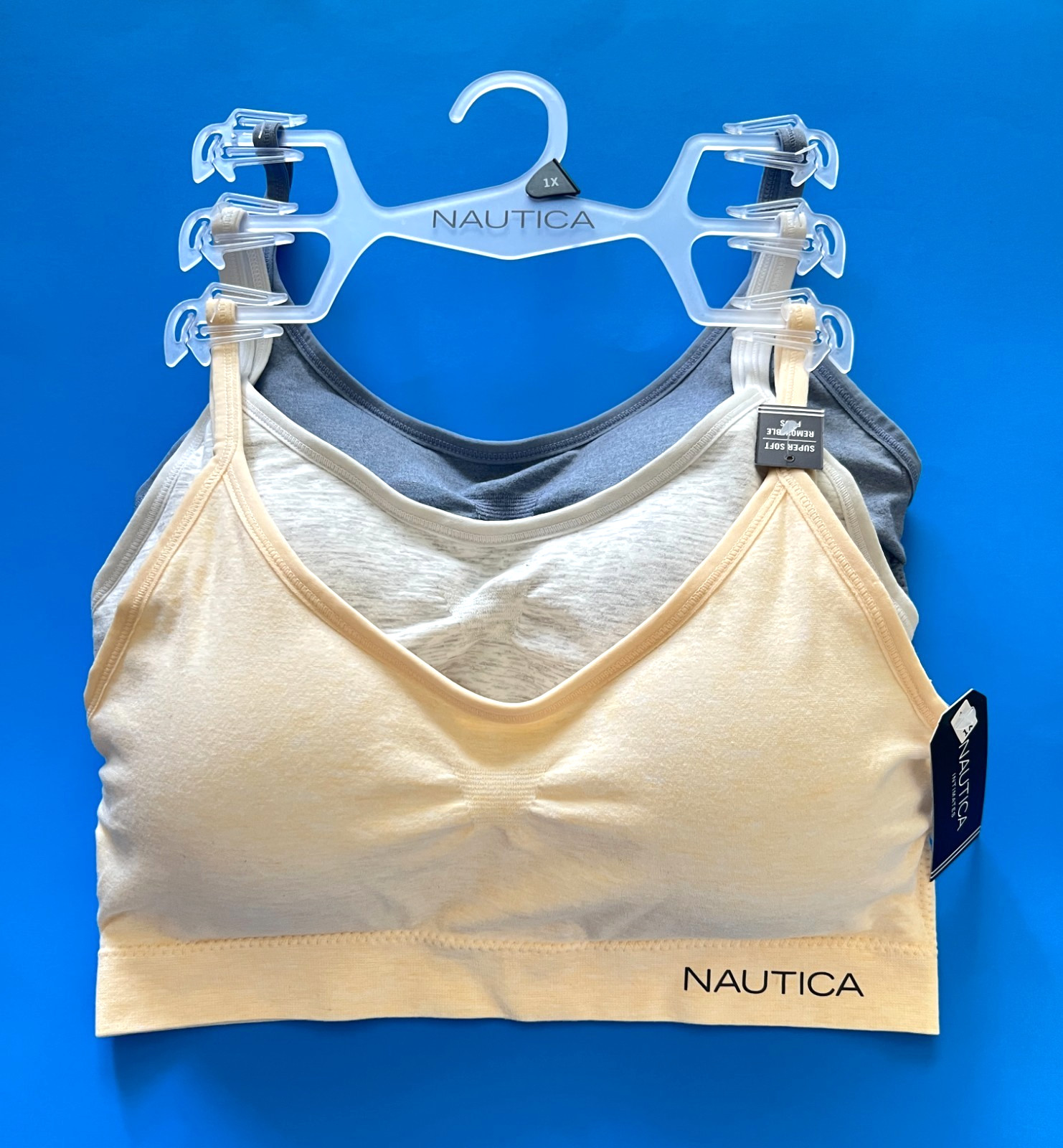 NEW IN NAUTICA 3 PK BRAS 1X,2X,3X NT6907 SUPER SOFT LOUNGE COMFORT SEAMLESS NWT