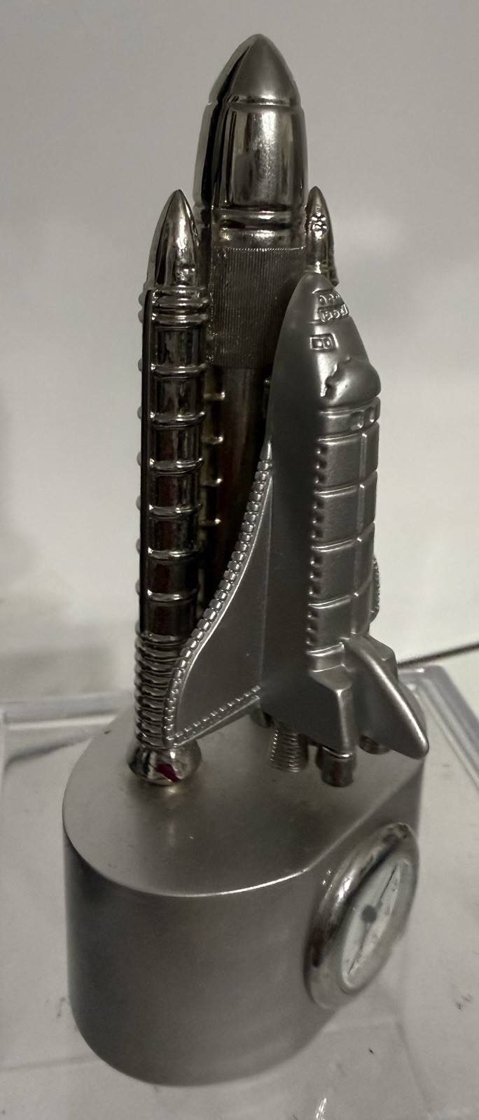 Sanis / Space Shuttle Metal Desk Clock / Silver/ 4.5 In Tall