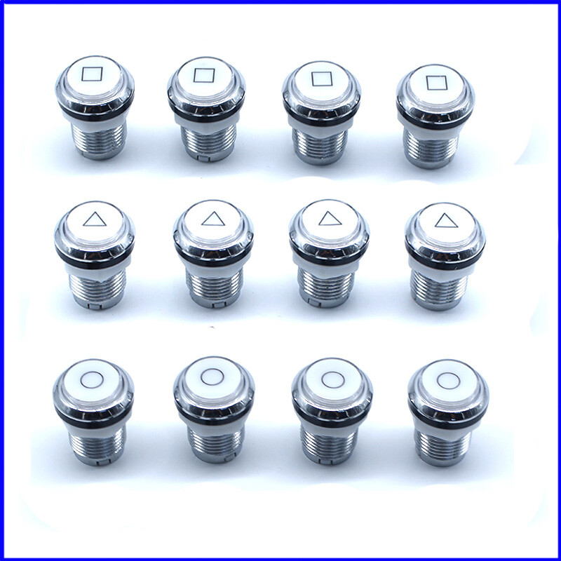 4 Pcs 30mm Arcade LED Push Buttons Figure Chrome Plated Illuminate 12V O Square