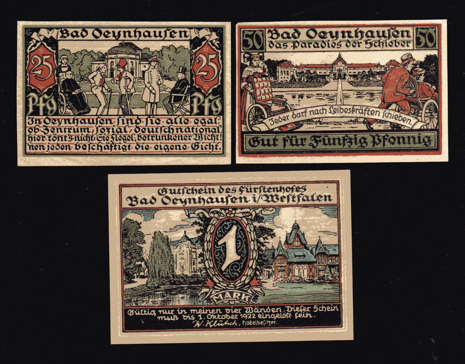 BAD OEYNHAUSEN - GERMANY NOTGELD  -   25, 50 PFENNIG, 1 MARK