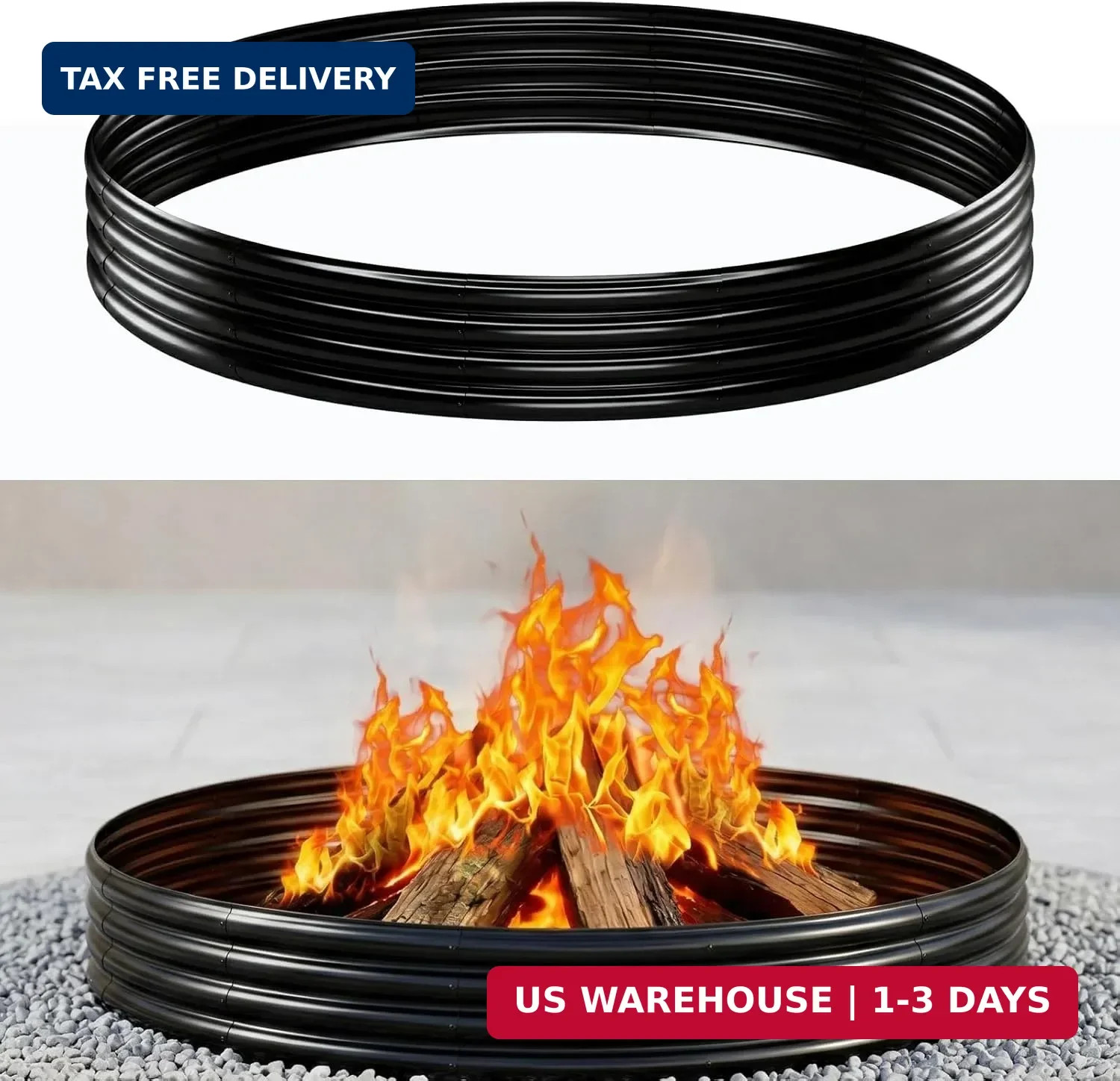 Large Fire Pit for Outside Wood Burning, 36in Big Fire Pit Ring, Heavy Duty Stee