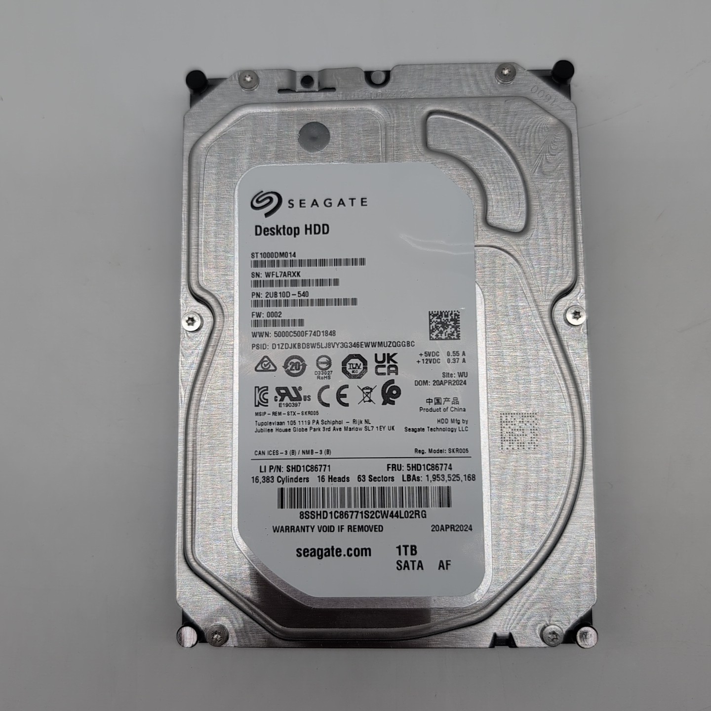 Seagate Barracuda 1TB SATA III 3.5" 7200 RPM Hard Drive (ST1000DM014)