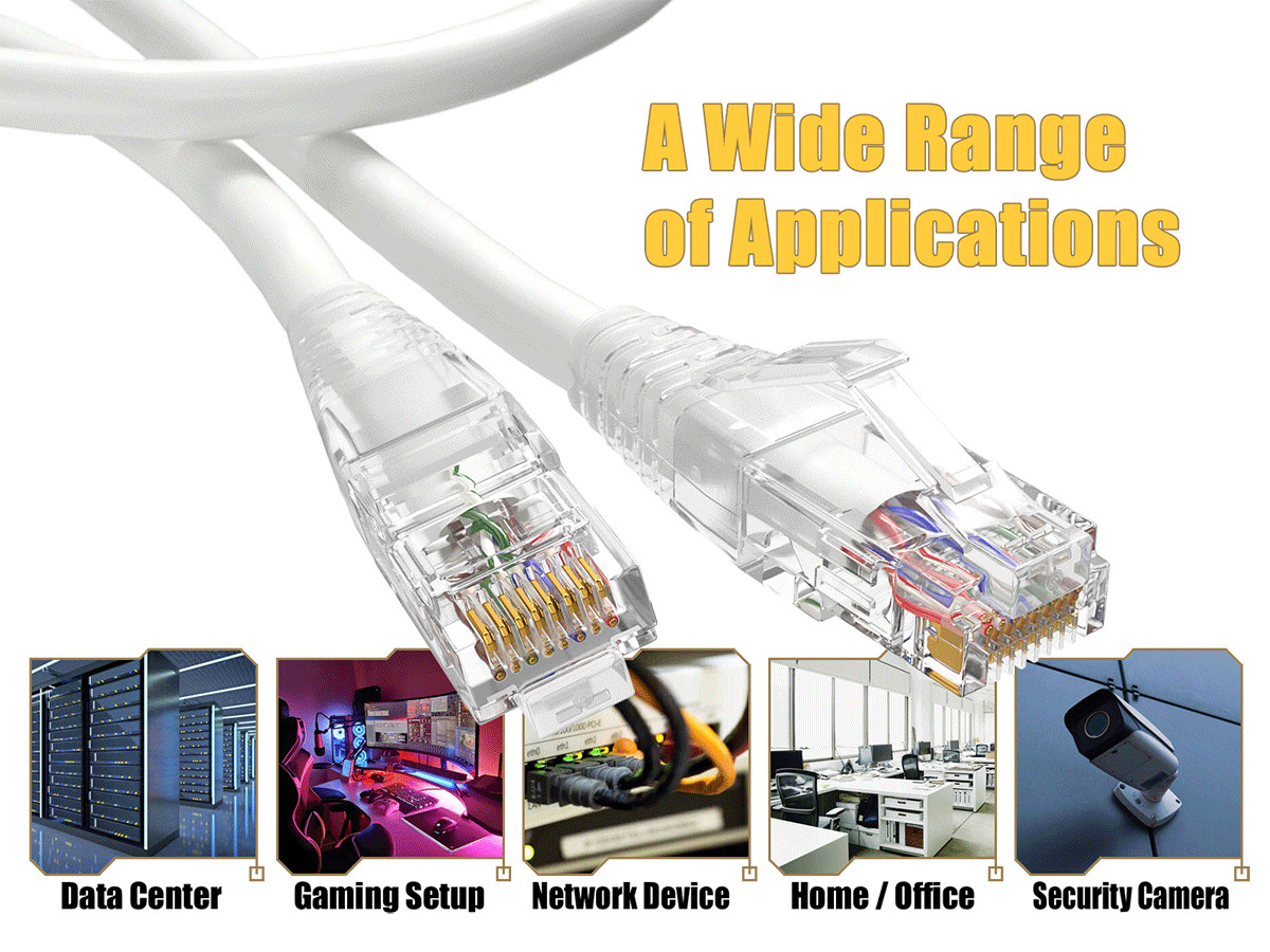 7ft Cat6 Ethernet Patch Cable with Clear Boot, UTP, Pure Bare Copper, White