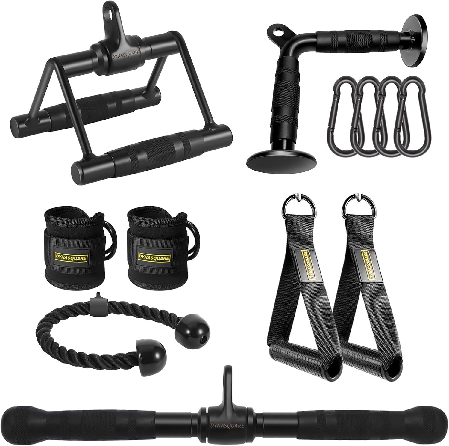 Complete Cable Machine Accessory Set - 8 Solid Steel Attachments for Workouts