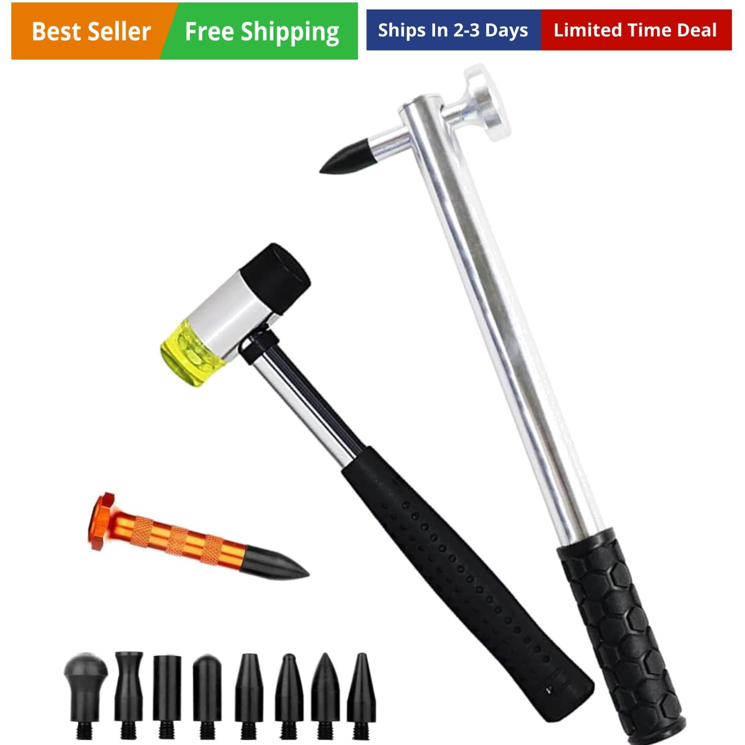 12PCS Paintless Dent Repair Tools Aluminum Dent Hammer with Knock Down Head T...