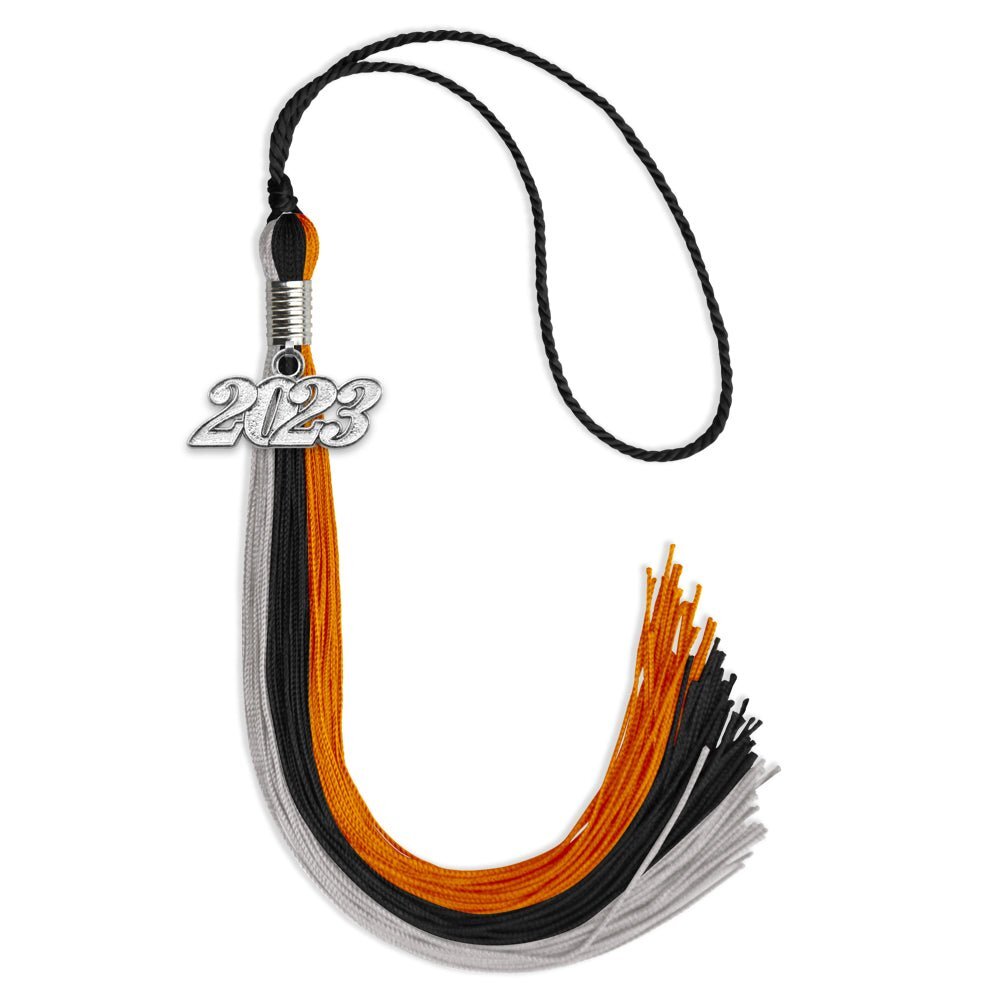 Endea Graduation Black/Orange/Grey Tassel With Silver Date Drop