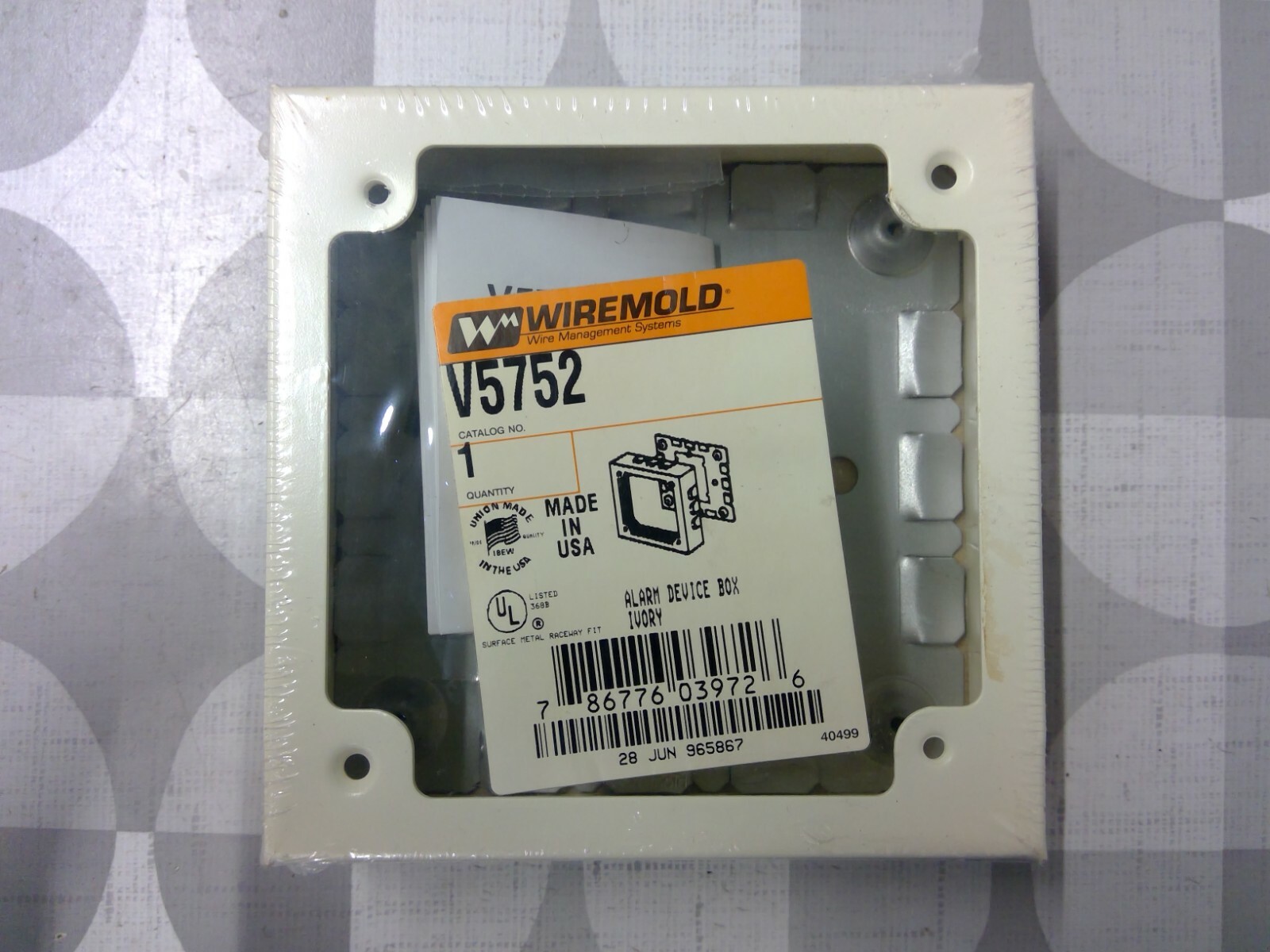 Wiremold V5752 1-3/8" Alarm Device Box, Ivory **Free Shipping**