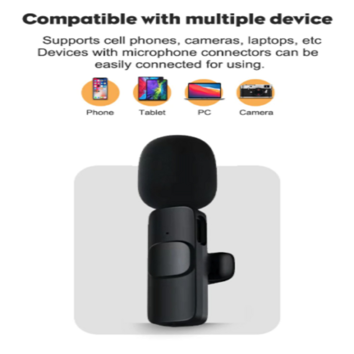 Wireless Lavalier Lapel Microphone 80G Audio Clear Sound Compatible Durable