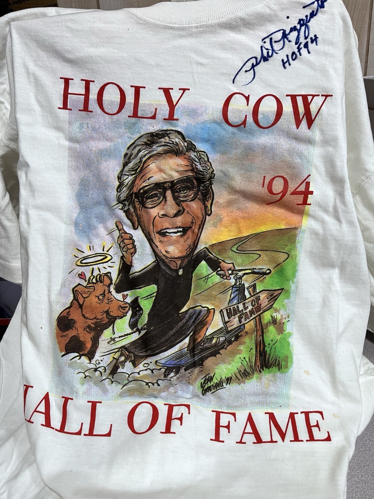 Phil Rizzuto Hall Of Game T-Shirt autographed HOF 94, NY Yankees. JSA #182