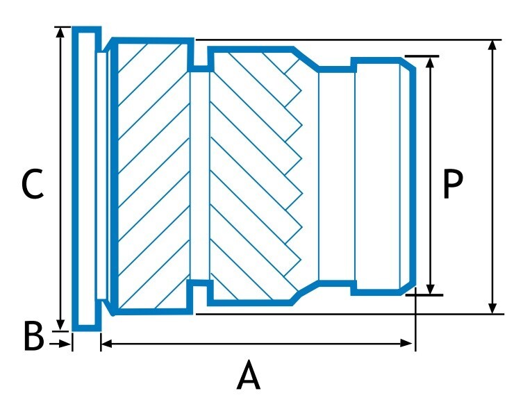 M4 X 8.1 SONIC-LOK HEADED BRASS INSERT FOR PLASTIC PSM05755