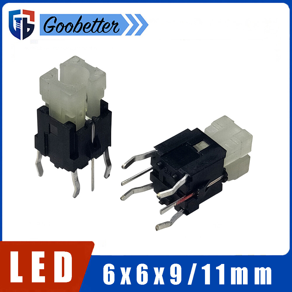 6x6x9/11mm LED Illuminated Switch Momentary Push Button Tactile SPST Micro PCB