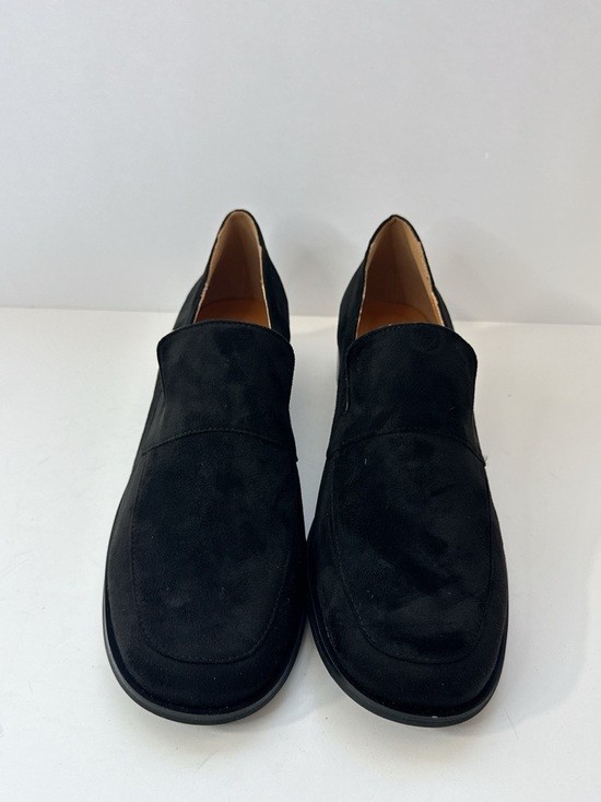 Size 16 Black Faux Suede Loafers Women’s Slip-On Dress Shoe