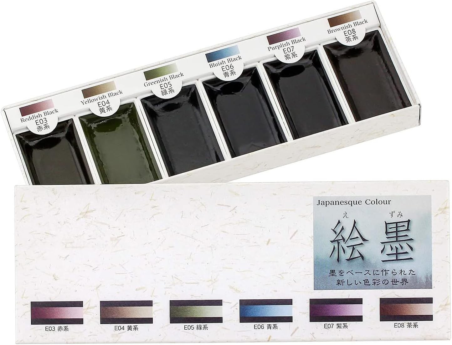 墨運堂 Sumikundo 15452 Watercolor Solid Ink 1 Count (Pack of 1), Set 6 colors