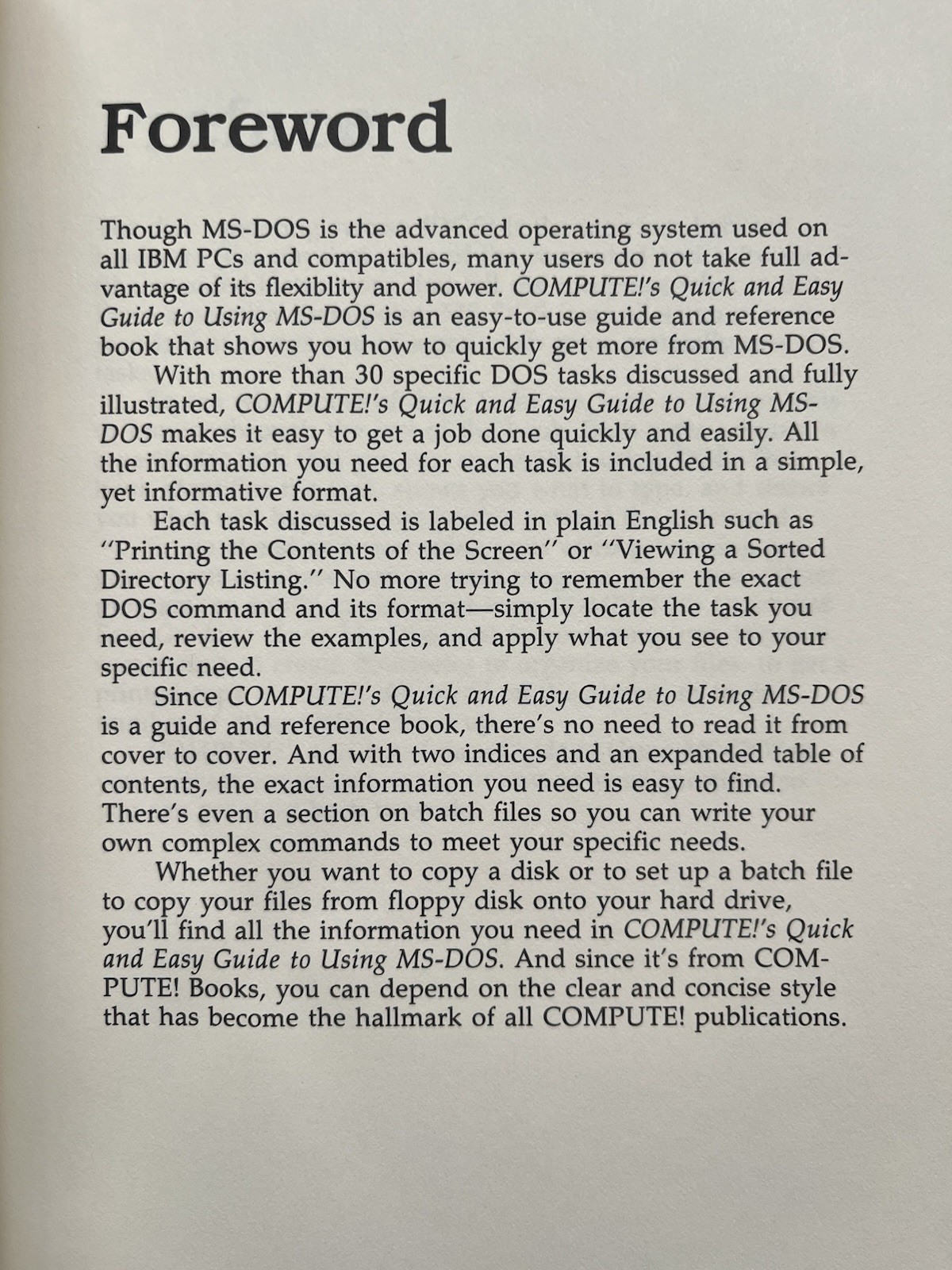 Compute’s Quick And Easy Guide To Using MS-DOS 1987 Vintage Software Computer