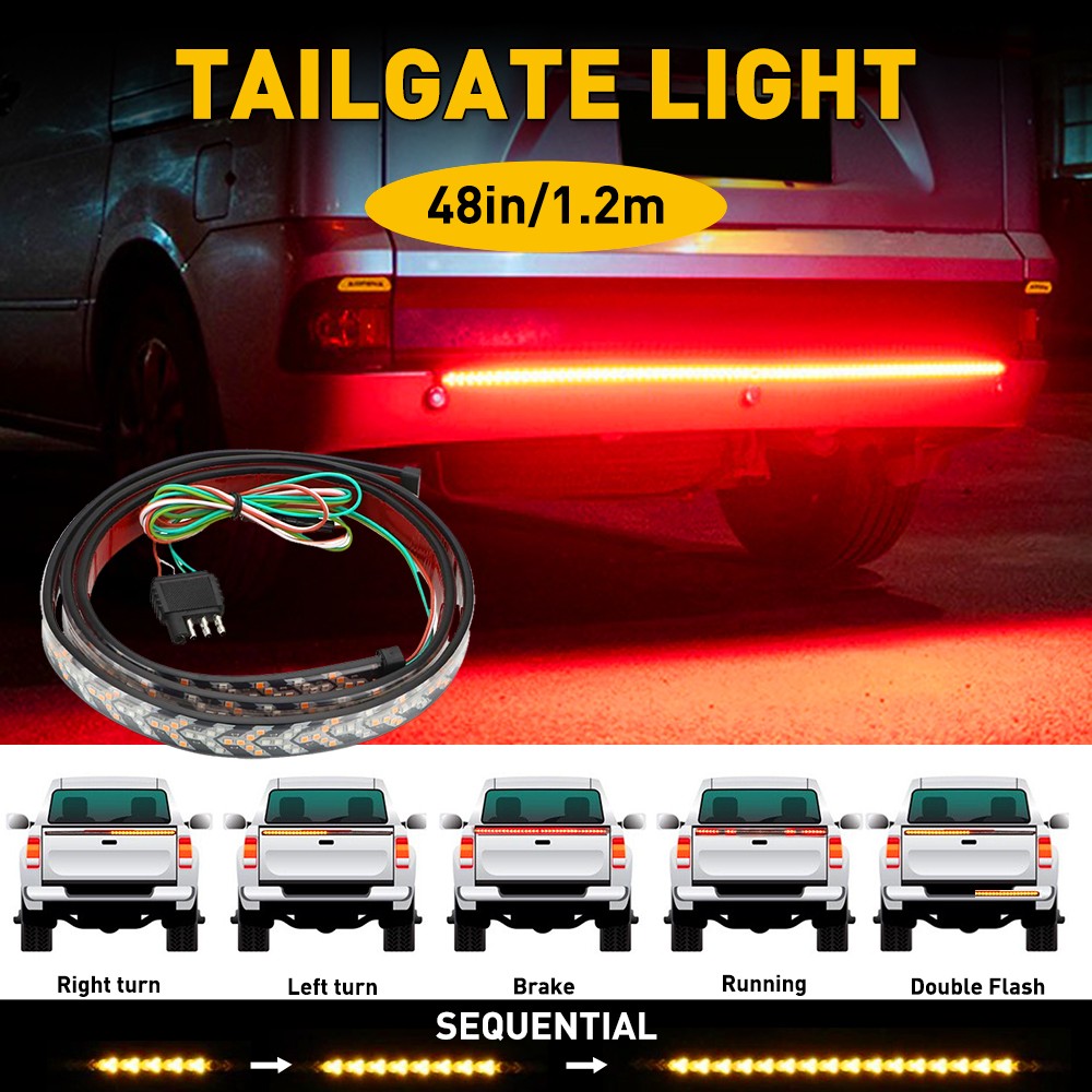 48" Truck LED Tailgate Bar Reverse Sequential Strip Brake Turn Signal Light USA