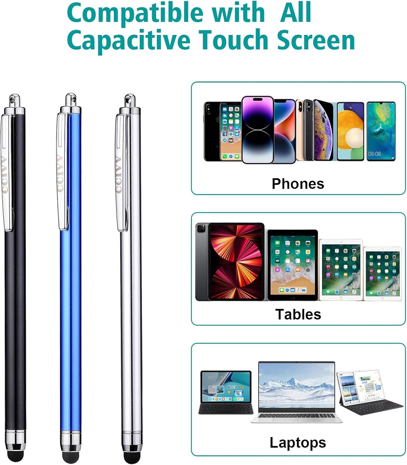 Precision 3-Piece Touchscreen Stylus Set with Replaceable Tips