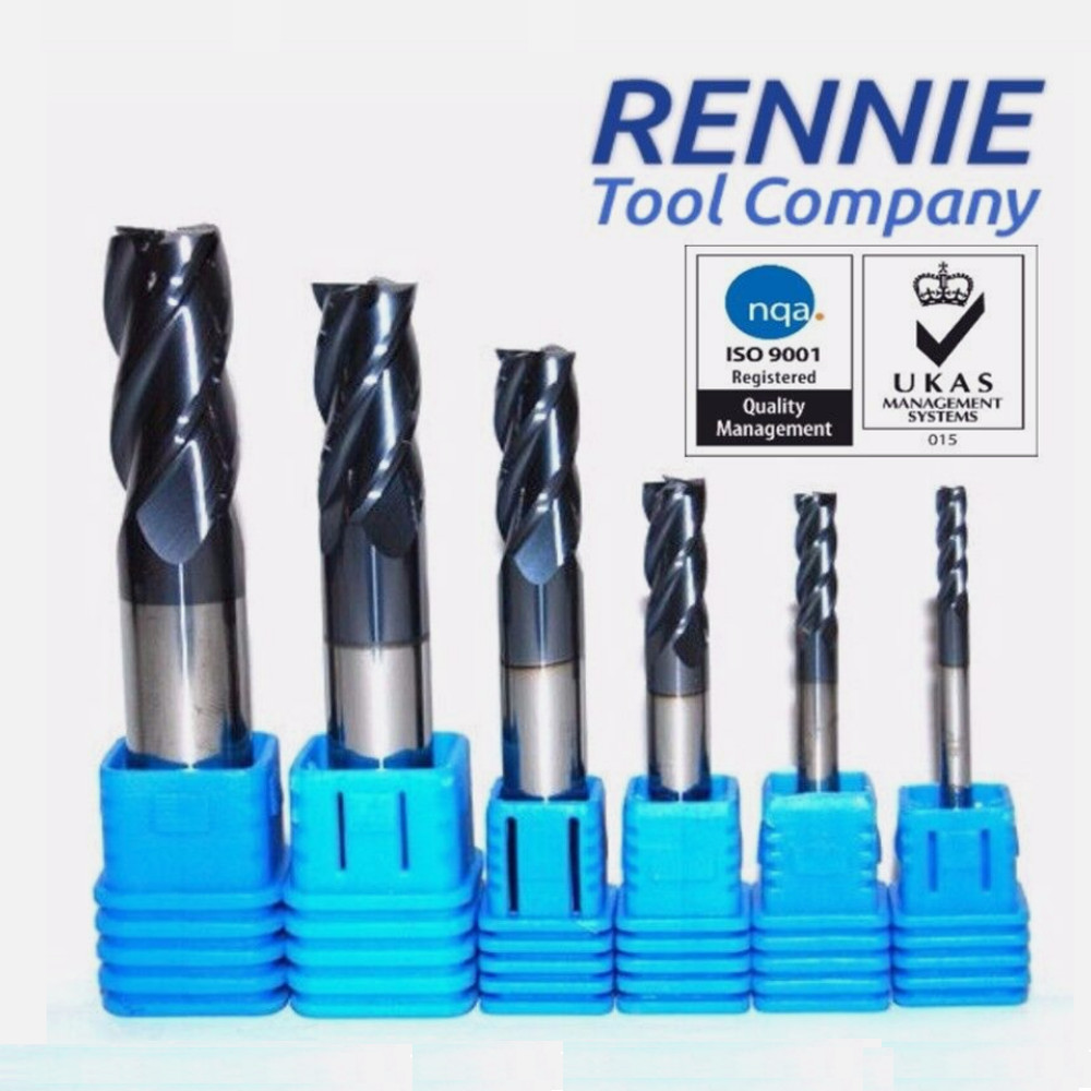 Solid Carbide 4 Flute Slot Drills TiAlN Coated. Sizes 1mm - 20mm End Mills