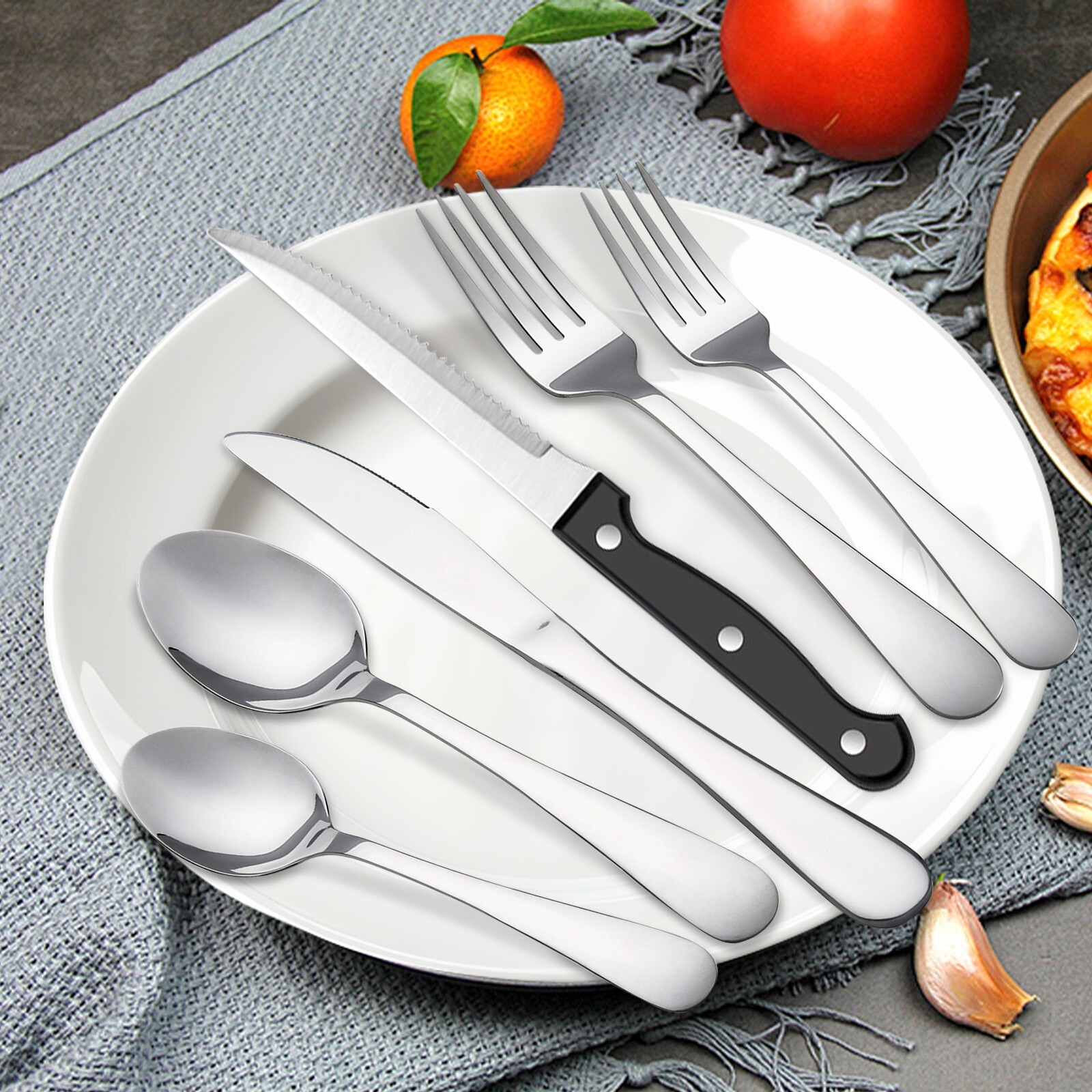48-Pieces Stainless Steel Flatware Set with Steak Knives