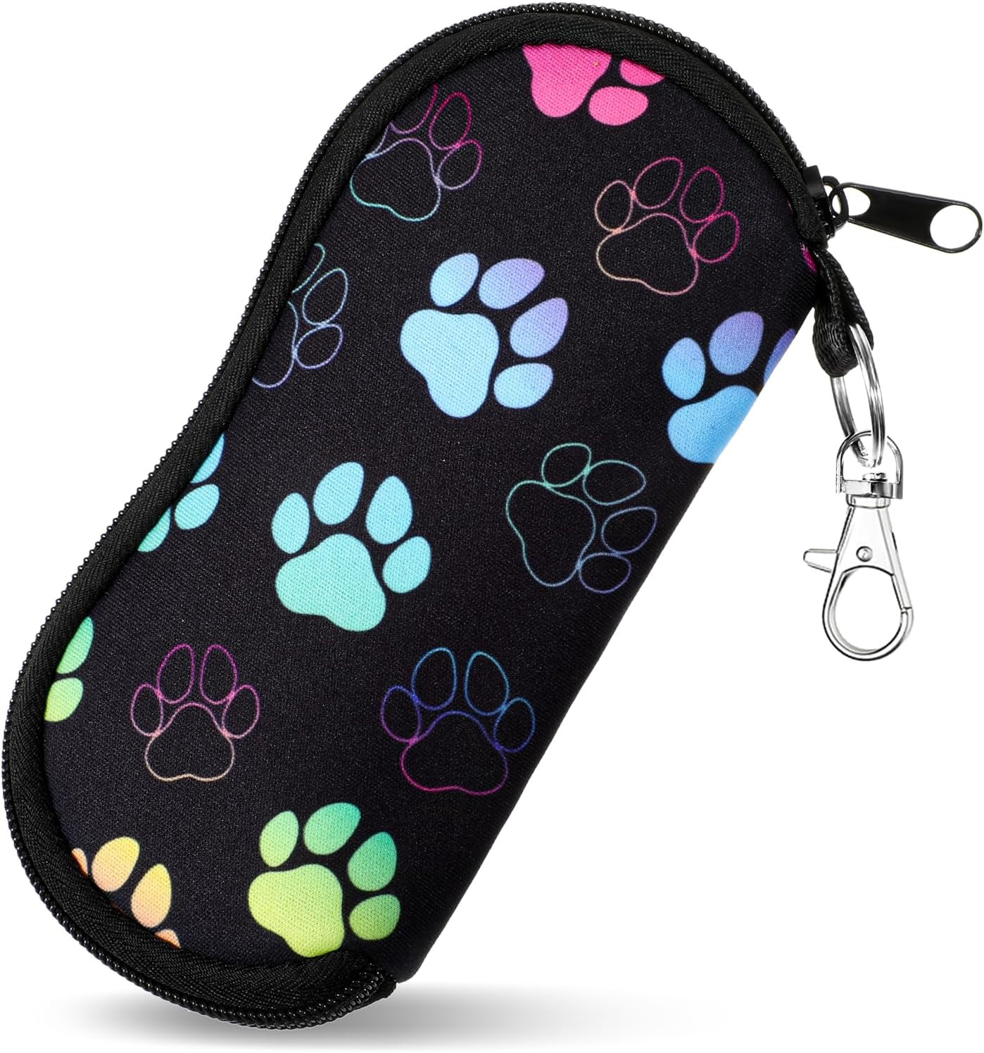 Apausvcm Soft Glasses Case, Cute Paw Sunglasses Case with Clip Neoprene Zipper E