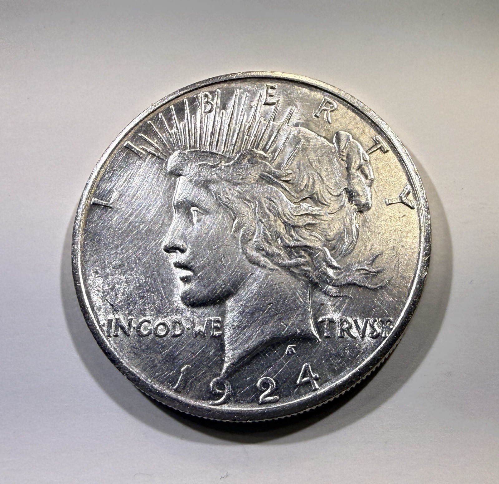 Nice Luster 1924 S PEACE DOLLAR UNC MS DETAILS (cleaned) NICE STRIKE
