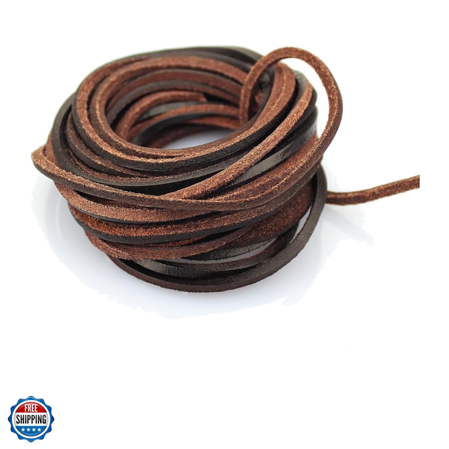 TM 3mm Flat Genuine Leather Strip Cord Braiding String Dark Brown Espresso 5 ...
