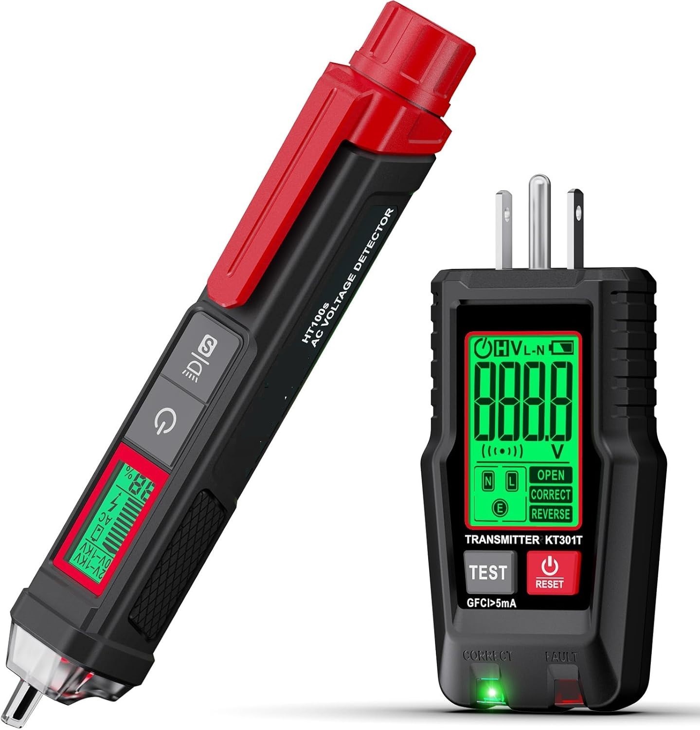 Electrical Test Kit NCV Voltage Tester GFCI Outlet Tester LCD 2Pc Set