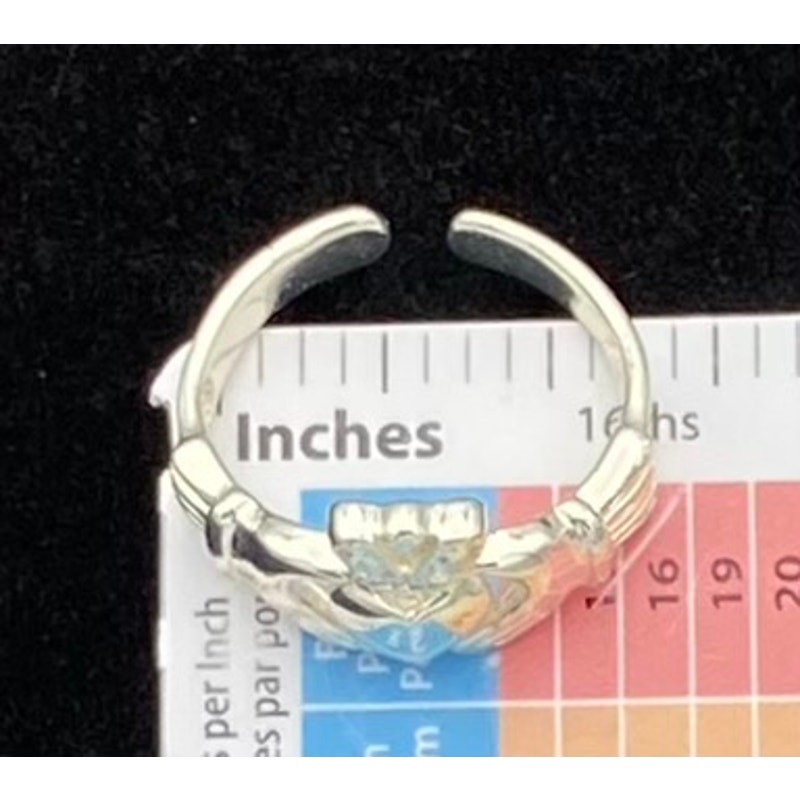 Sterling Silver Irish Claddagh Toe Ring Adjustable Size 3.75 New