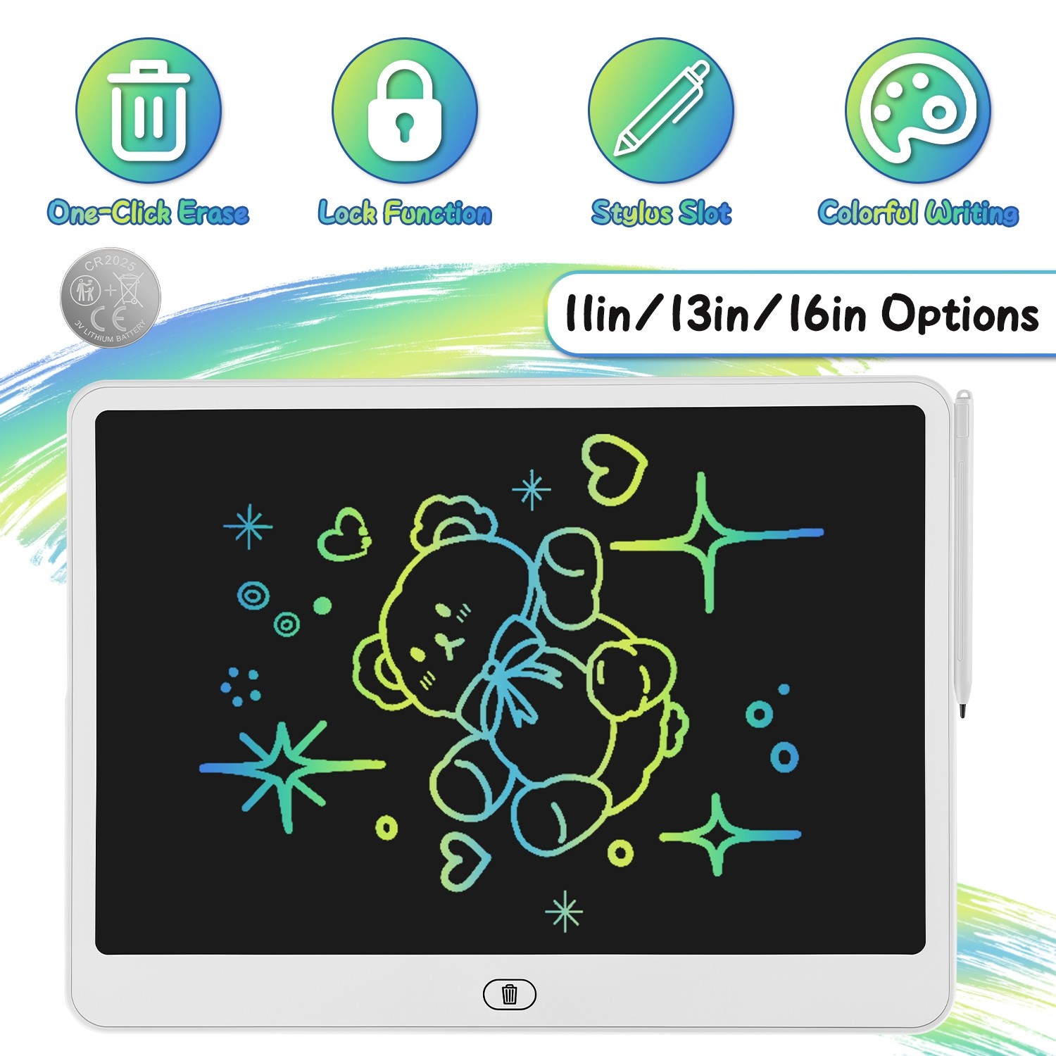 LCD Writing Table Kids Doodle Board Reusable Drawing Pad w/ Lock Function