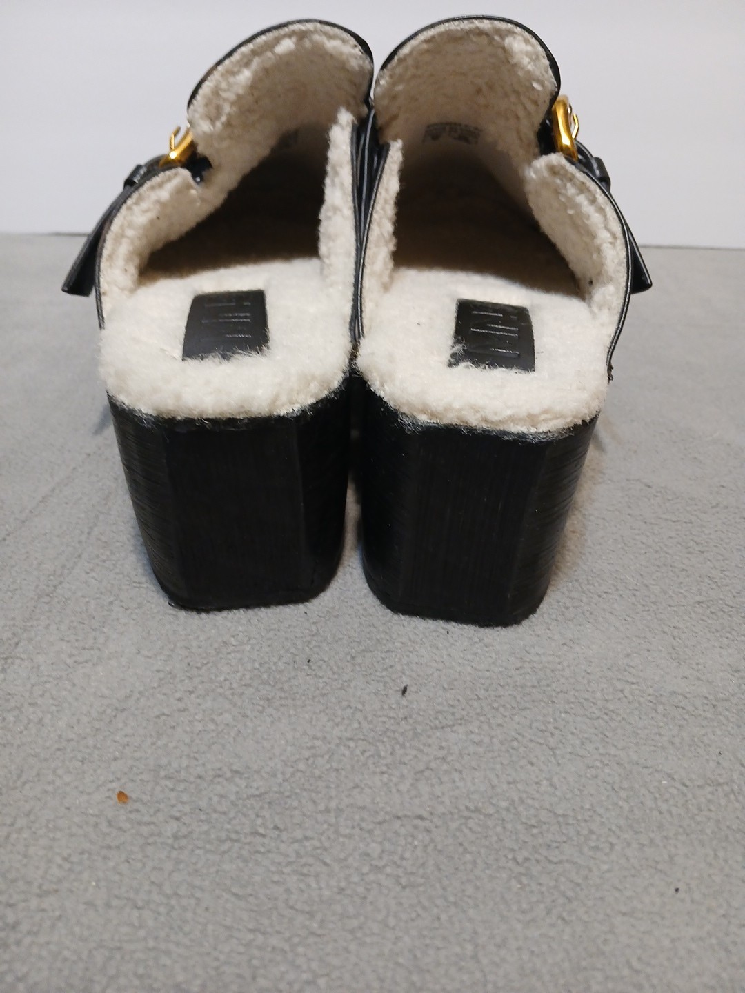 Mong Women's Black Mules Size 38 Europe 7.5 Slip On Black