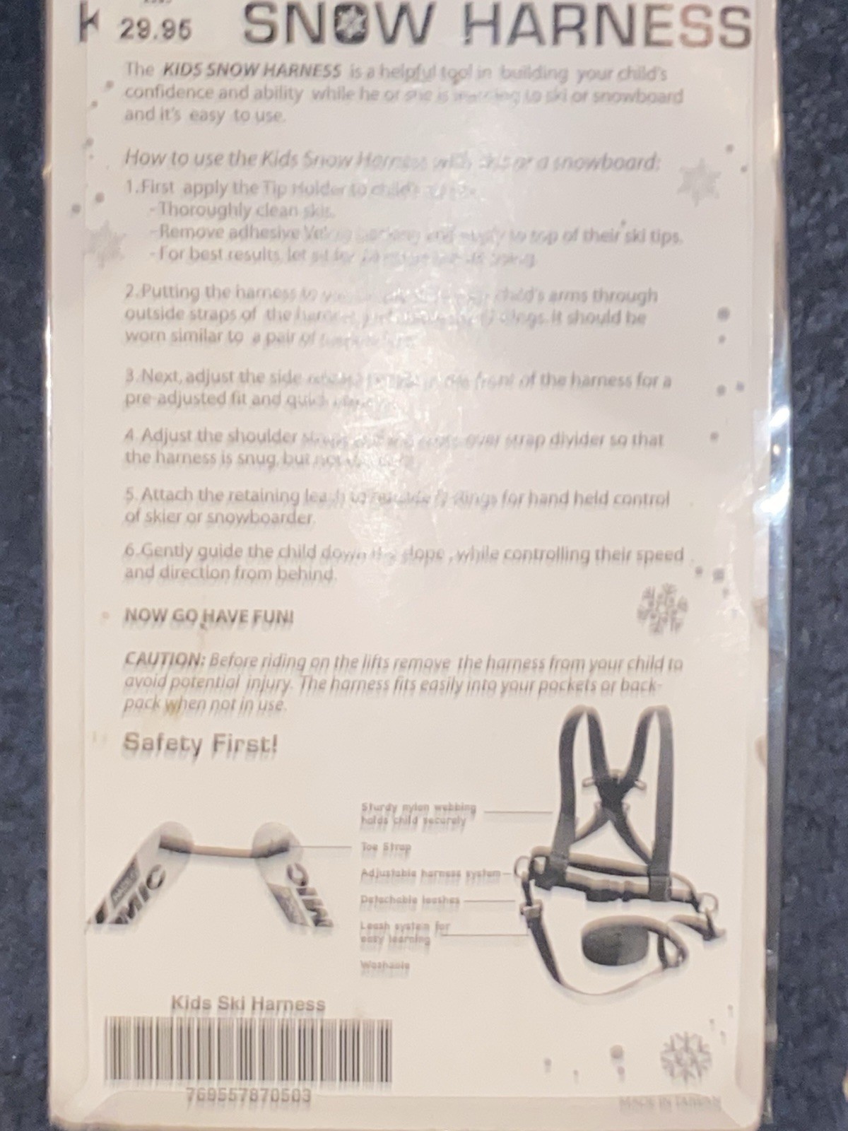 Kids Snow Harness Ski Trainer with Leash & Toe Strap-NEW!