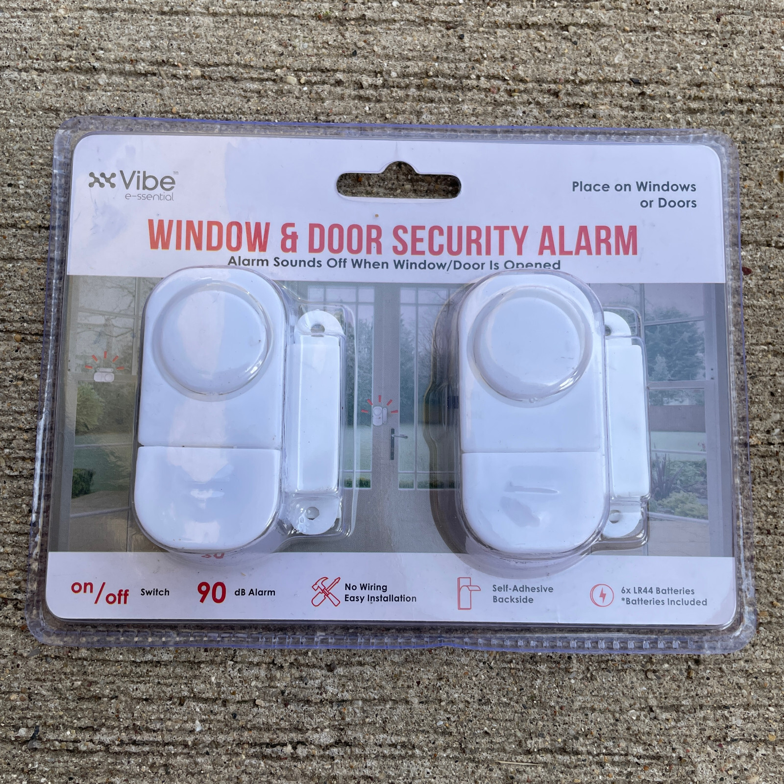 Vibe e-ssentials Window & Door Security Alarm Simple Install 2-pack New Sealed