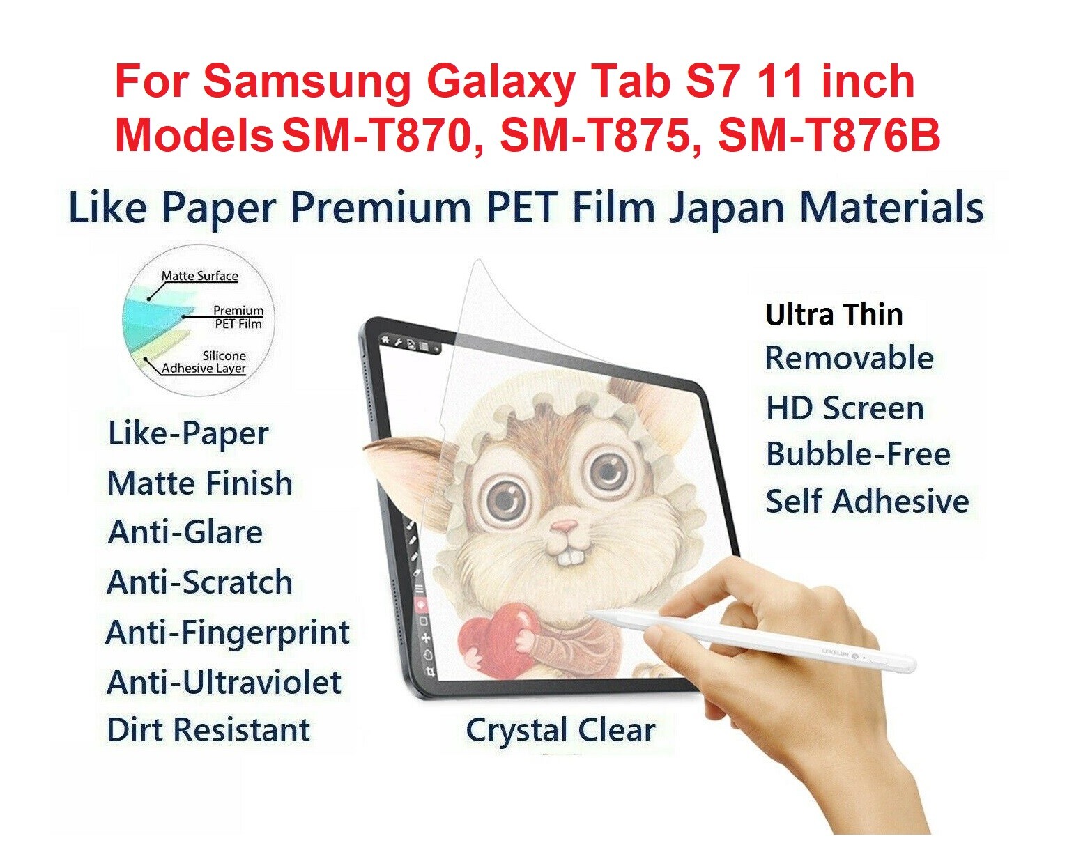Paper Feel Matte Film Anti-Glare Screen Samsung Galaxy Tablet S7 11 in.