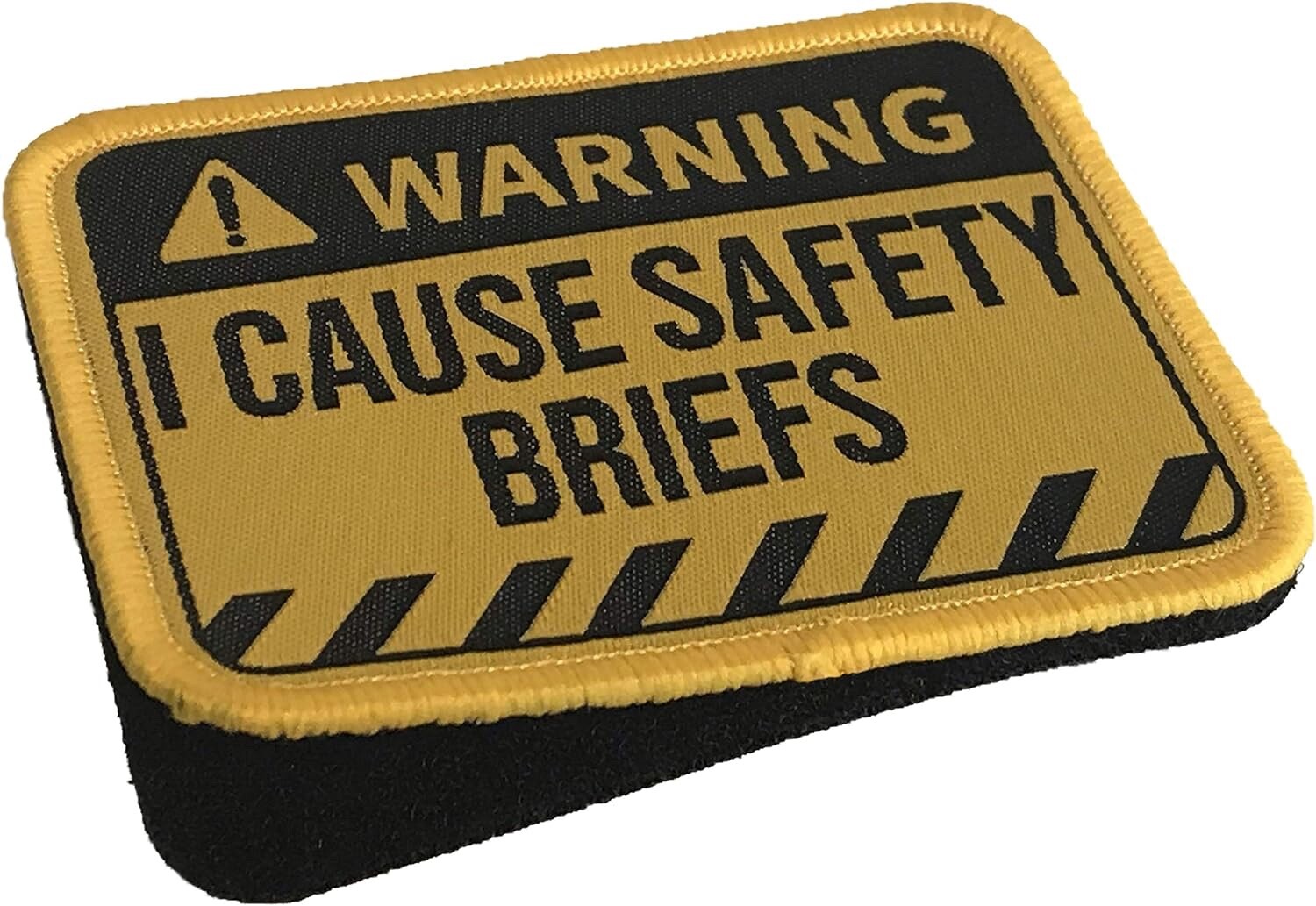 I Cause Safety Briefs - Woven Morale Patch with Hook Backing - Yellow