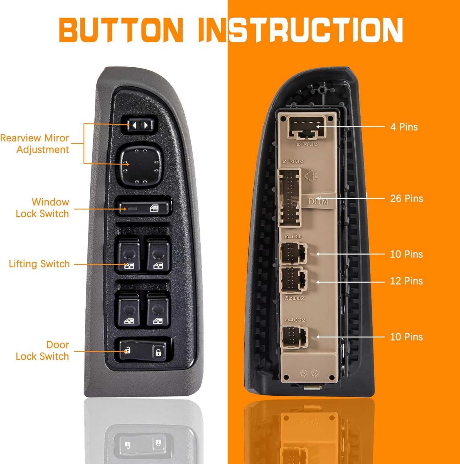 Front Driver Door Window Control Switch For GMC Sierra 2003-2007 15883323