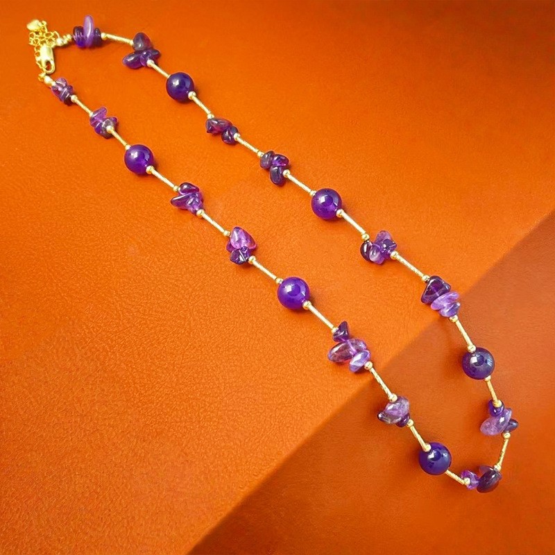 Natural Amethyst Pendant Necklace Handcrafted Dainty Stone Jewelry Gift for Her