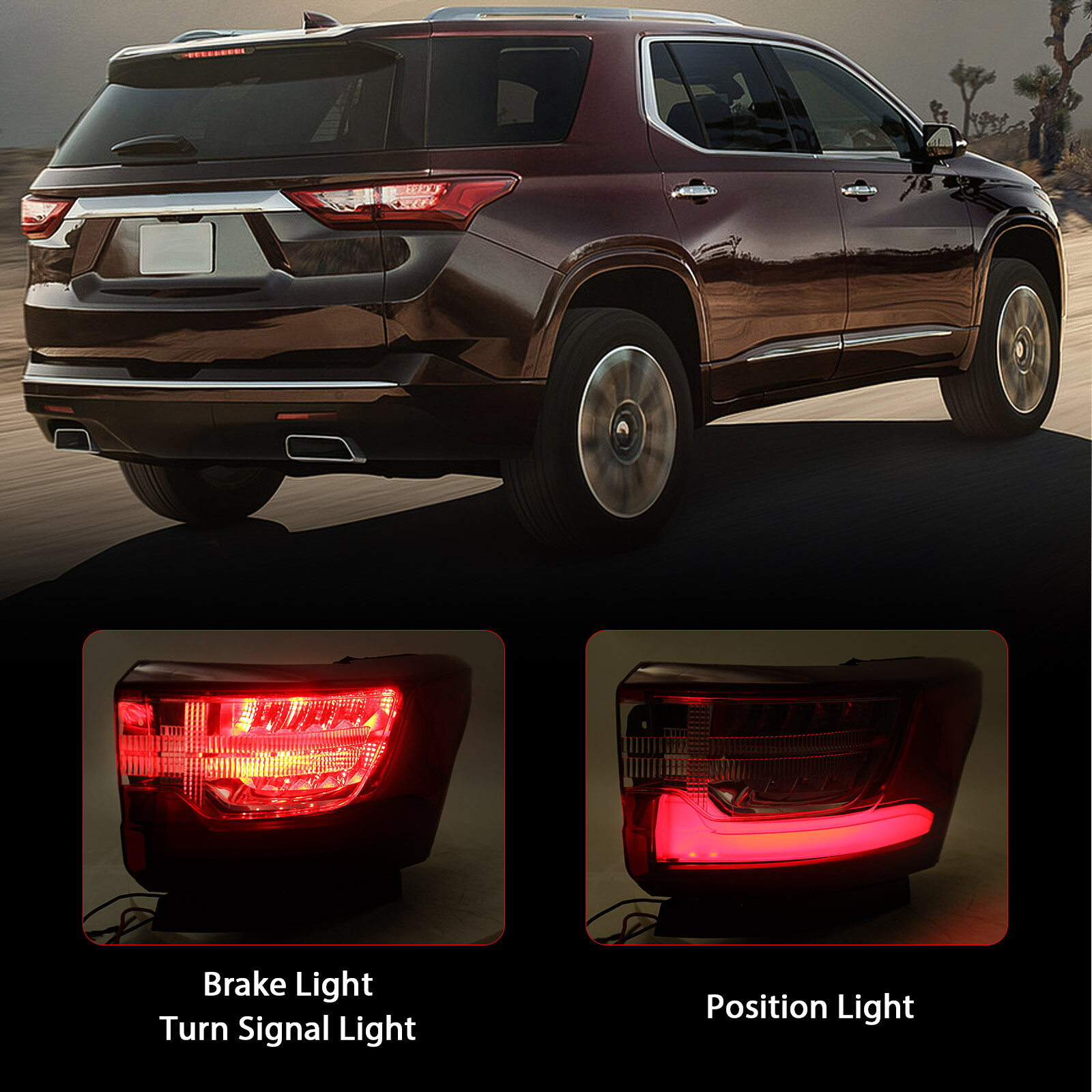 Outer LED Tail Light For 2018-2021 Chevrolet Traverse Brake Lamp Passenger Side