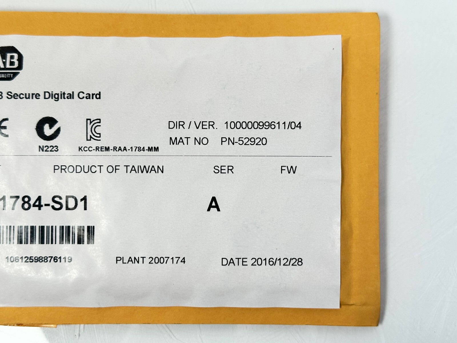 (NEW SEALED) Allen Bradley 1784-SD1 | 1GB Secure Digital Memory Card
