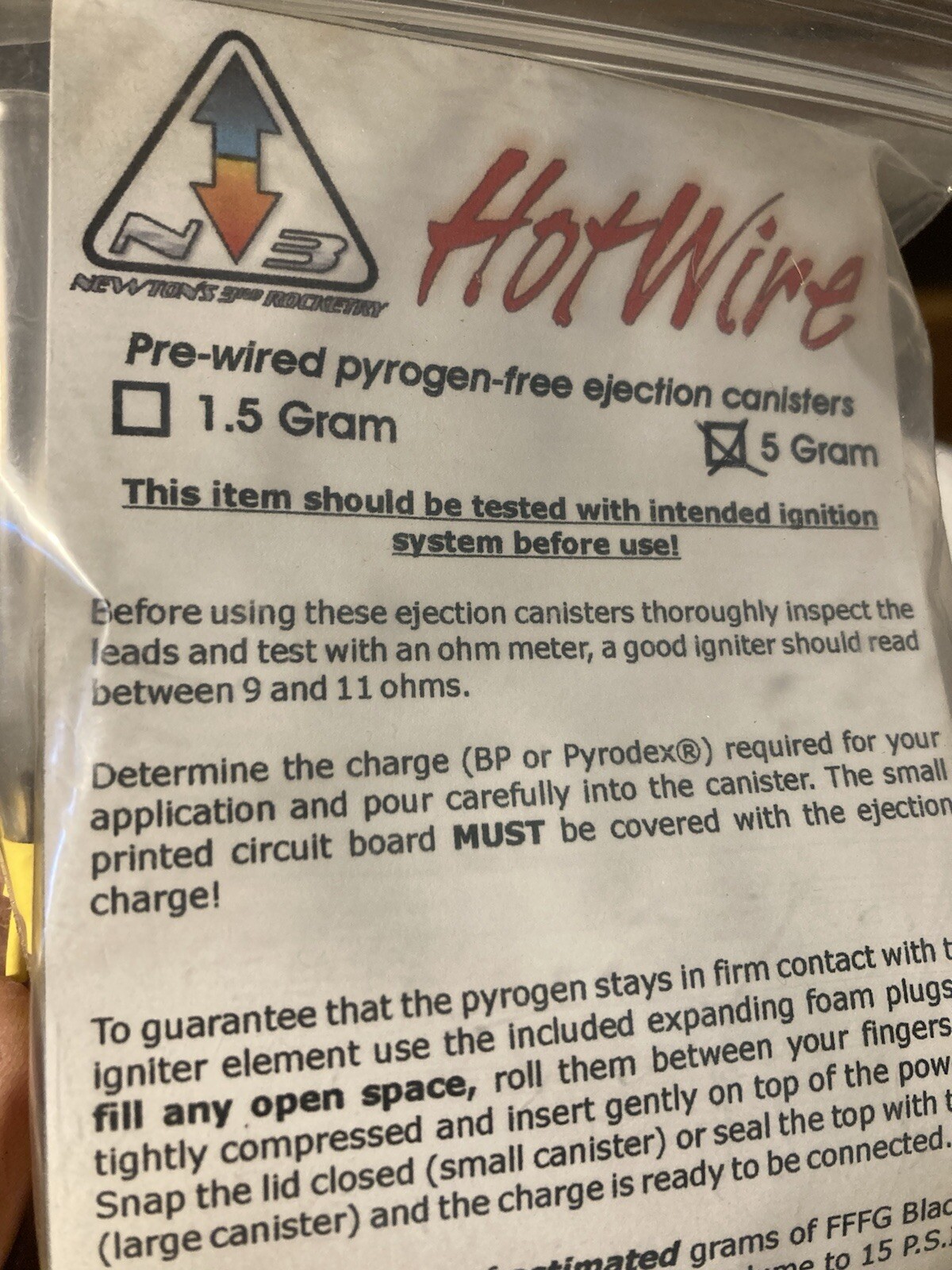HotWire & Pratt Rocket Ejection Canisters 5 g. & 1.5g 2-10 packs & lots more!