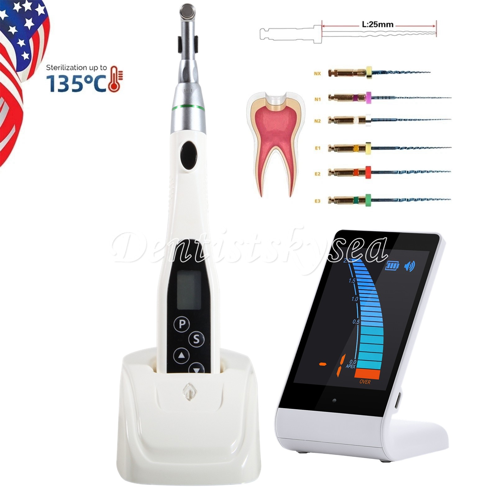 Dental Cordless LED 16:1 Endo Motor Contra Angle /Apex Locator/NiTi Rotary Files