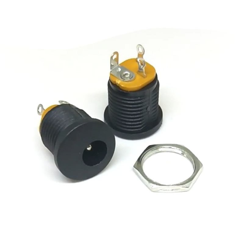 DC-022 Power Socket 2-Pin Round Hole Threaded Female 5.5 *2.1/2.5mm 3.5*1.3mm