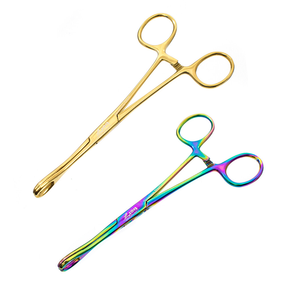 LionGothic Slotted Forceps Anodized with Locking handle perfect for all Piercing