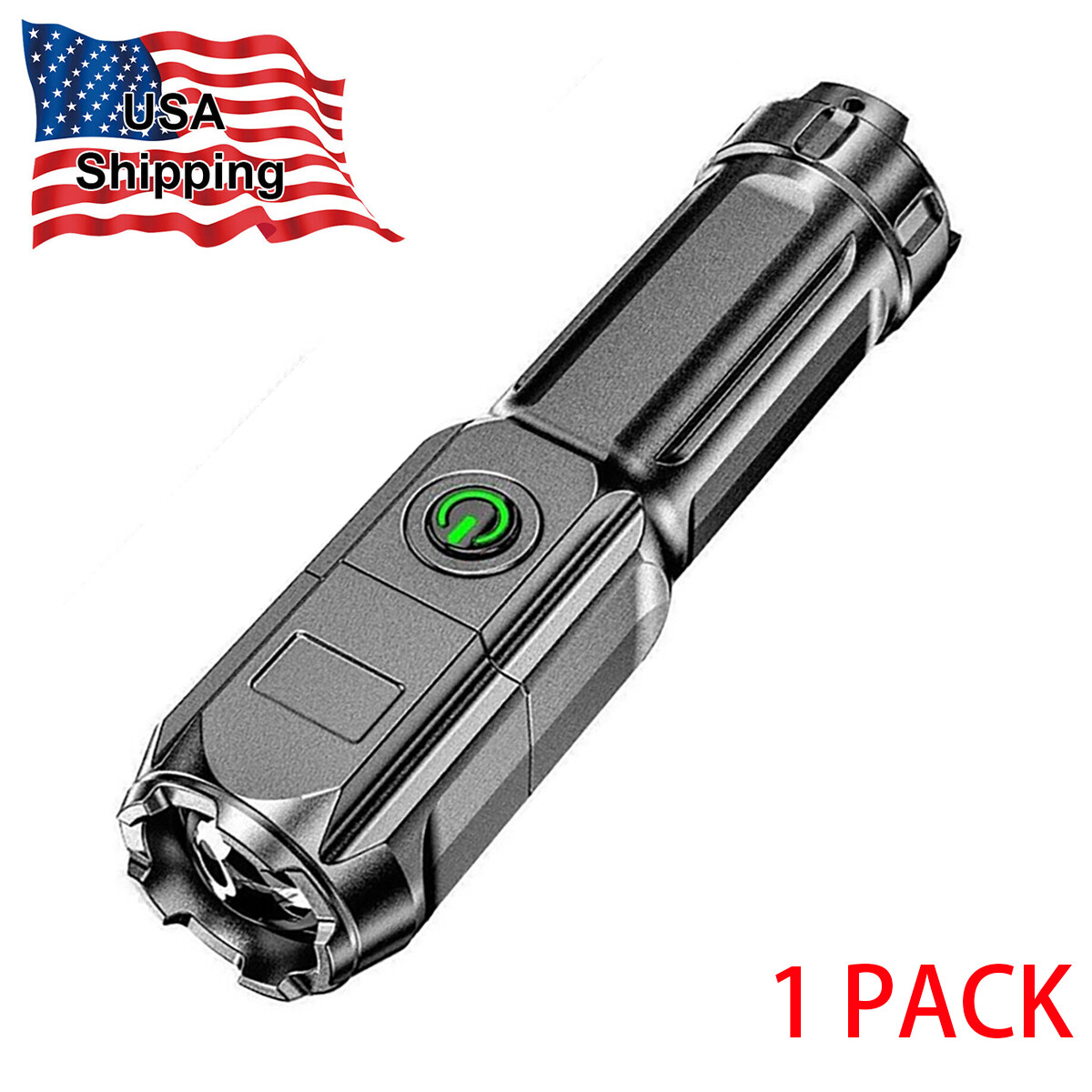 1-3 Pack Rechargeable LED Flashlight Tactical Super Bright Torch Zoomable